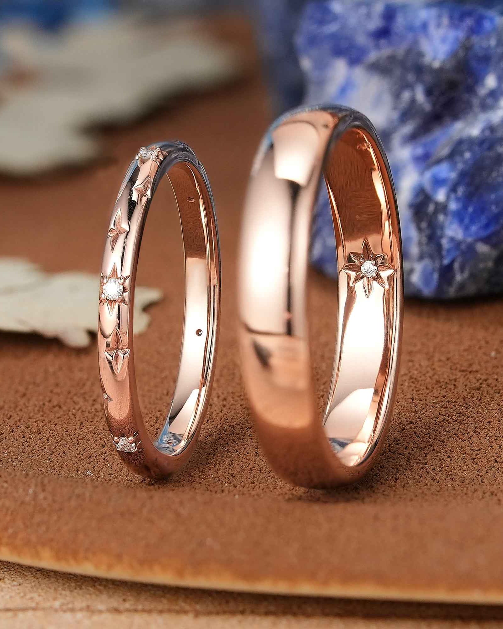 Star Inspired | 2pc Star Design Couple Rings Set For Men and Women