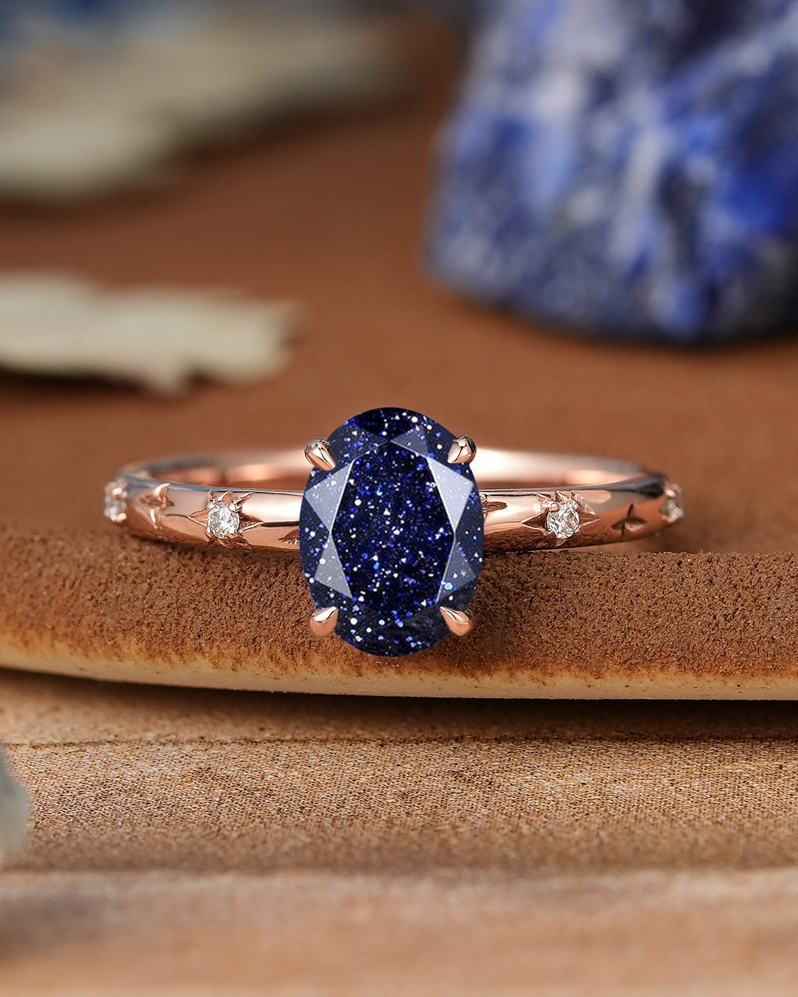 Star Inspired | Unique Sandstone Leaf Design Engagement Ring Rose Gold Promise Rings For Her - LCCjewelry