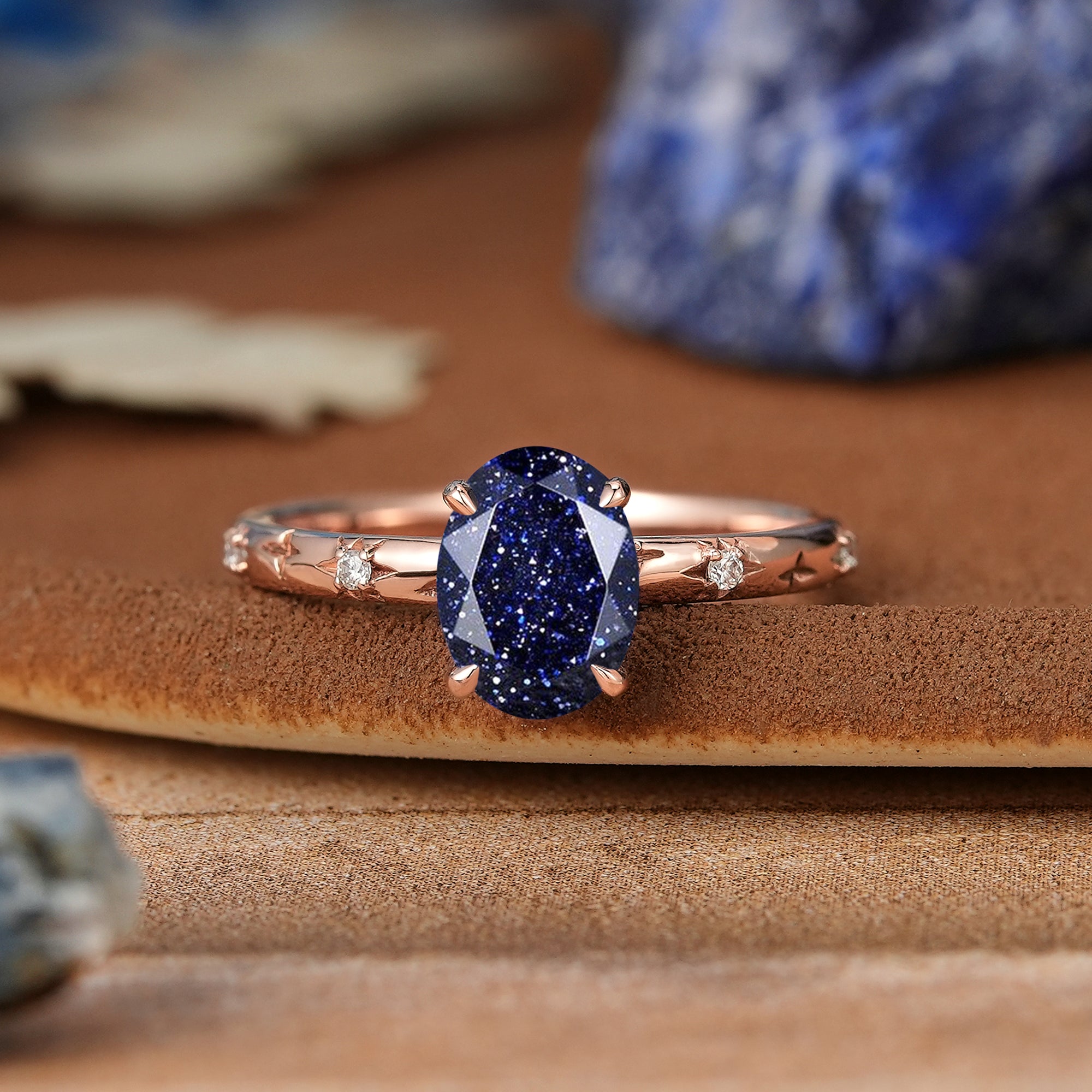 Star Inspired | Unique Sandstone Leaf Design Engagement Ring Rose Gold Promise Rings For Her - LCCjewelry