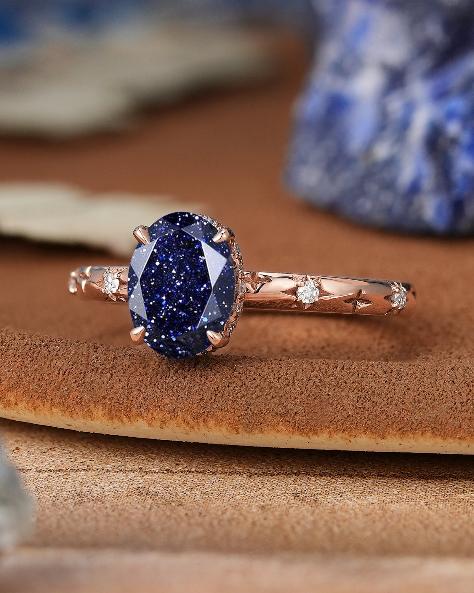 Star Inspired | Unique Sandstone Leaf Design Engagement Ring Rose Gold Promise Rings For Her - LCCjewelry