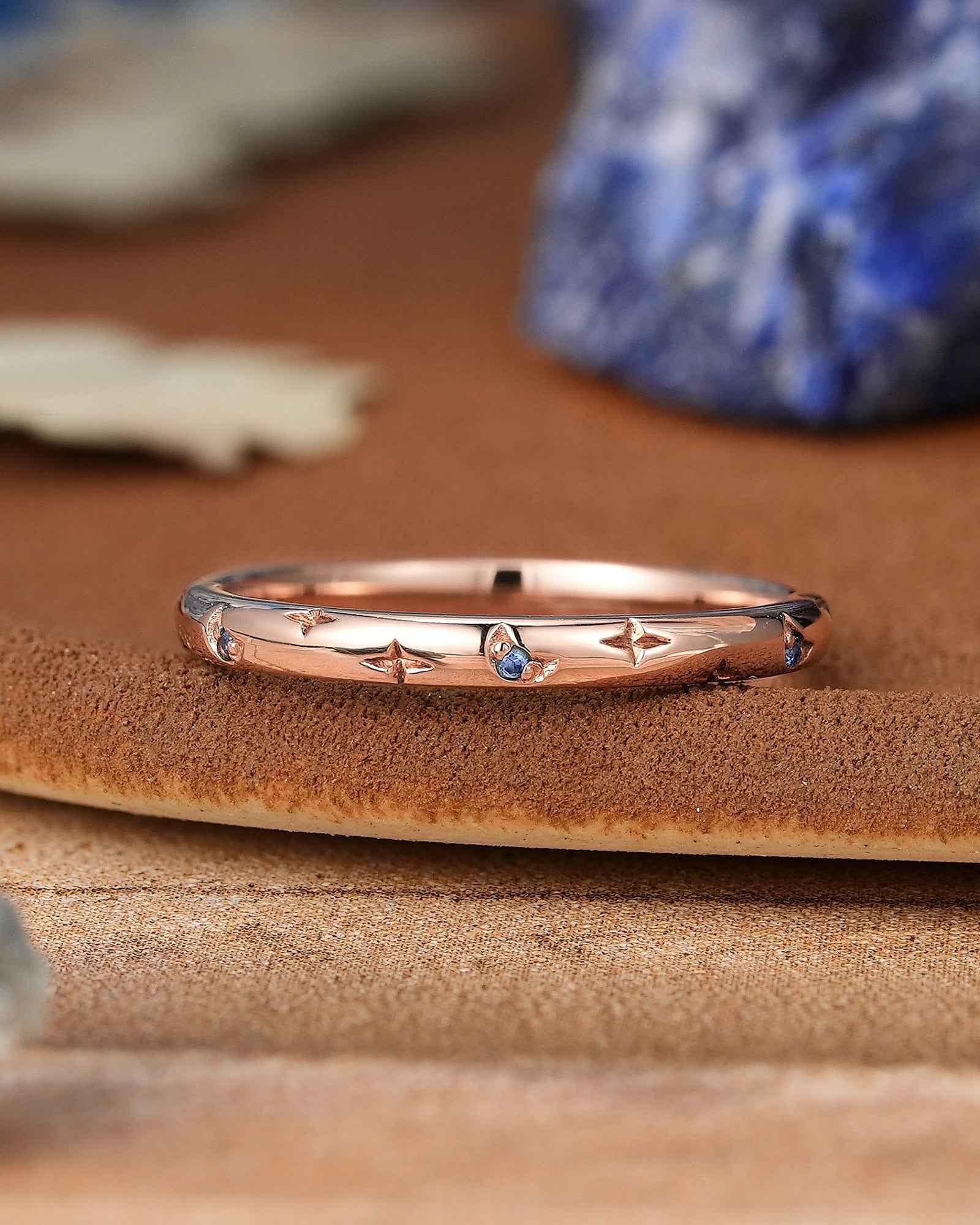Moon Inspired | Sapphire Eternity Star Wedding Band