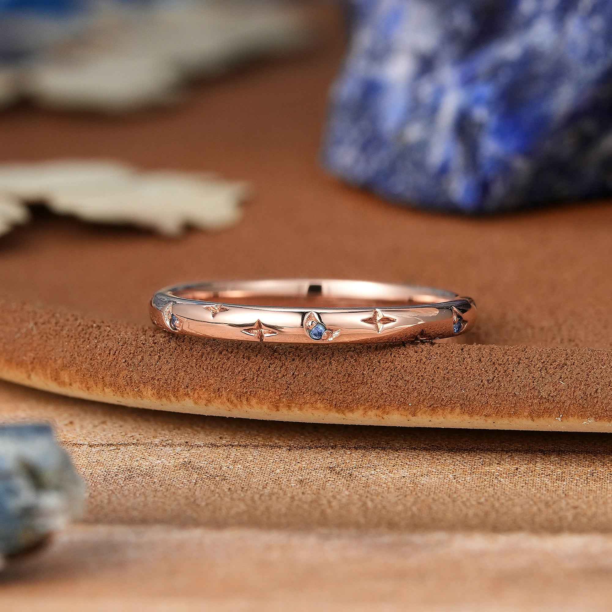Moon Inspired | Sapphire Eternity Star Wedding Band