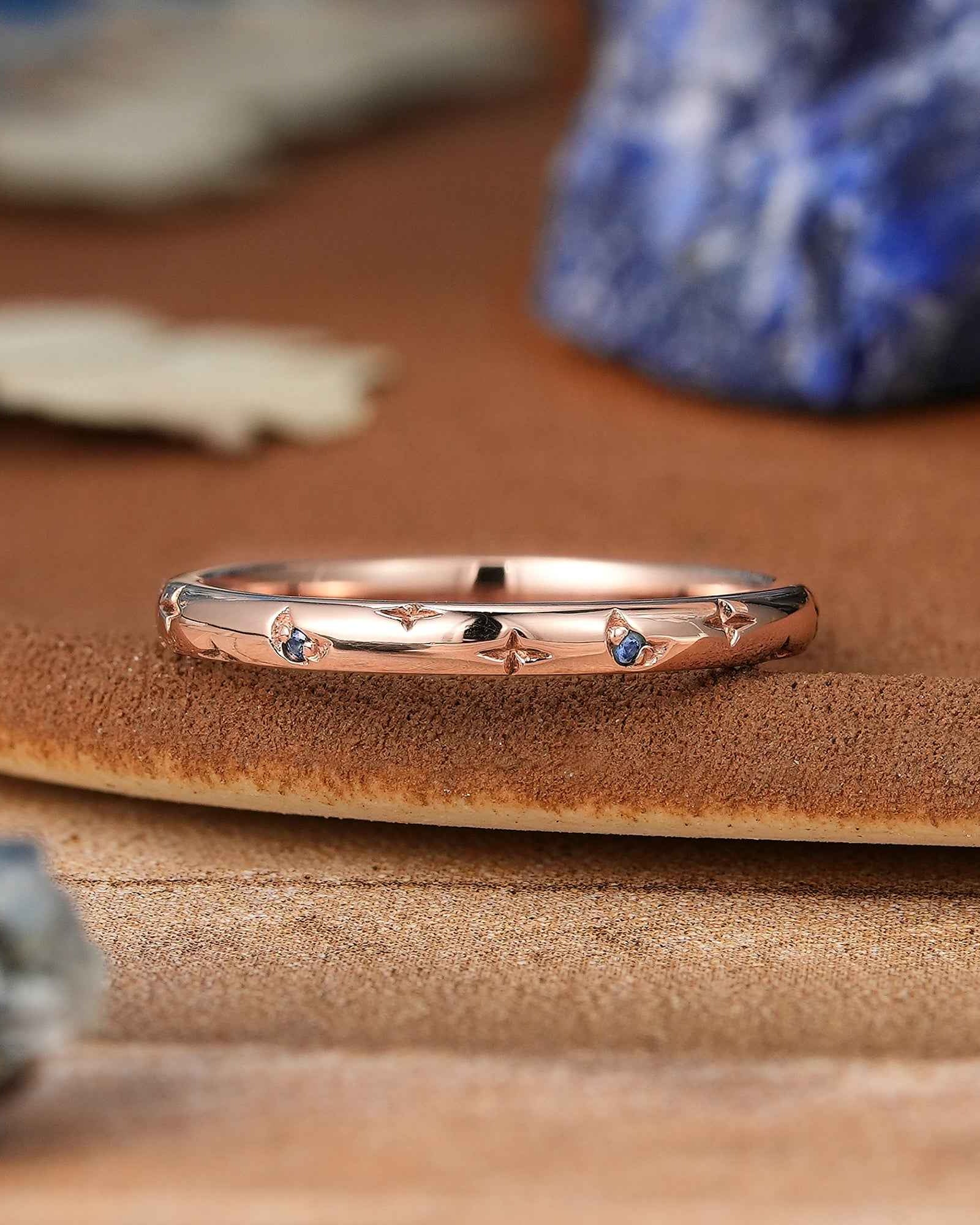 Moon Inspired | Sapphire Eternity Star Wedding Band