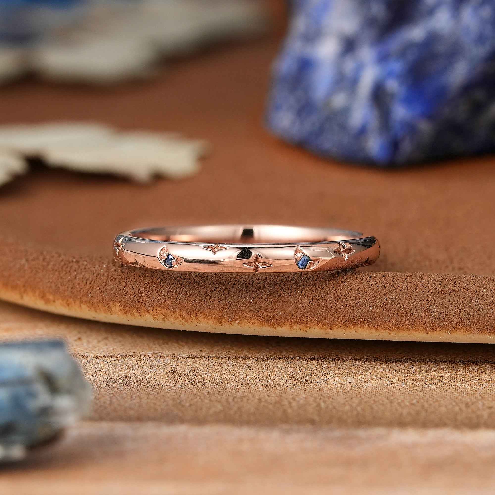 Moon Inspired | Sapphire Eternity Star Wedding Band
