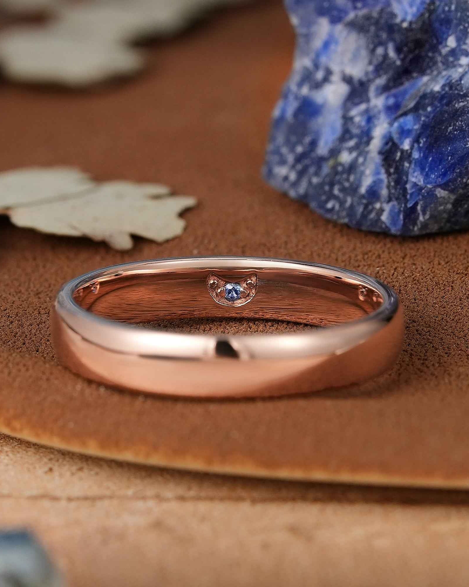 Moon Inspired | Unique Moon Design Sapphire Wedding Band