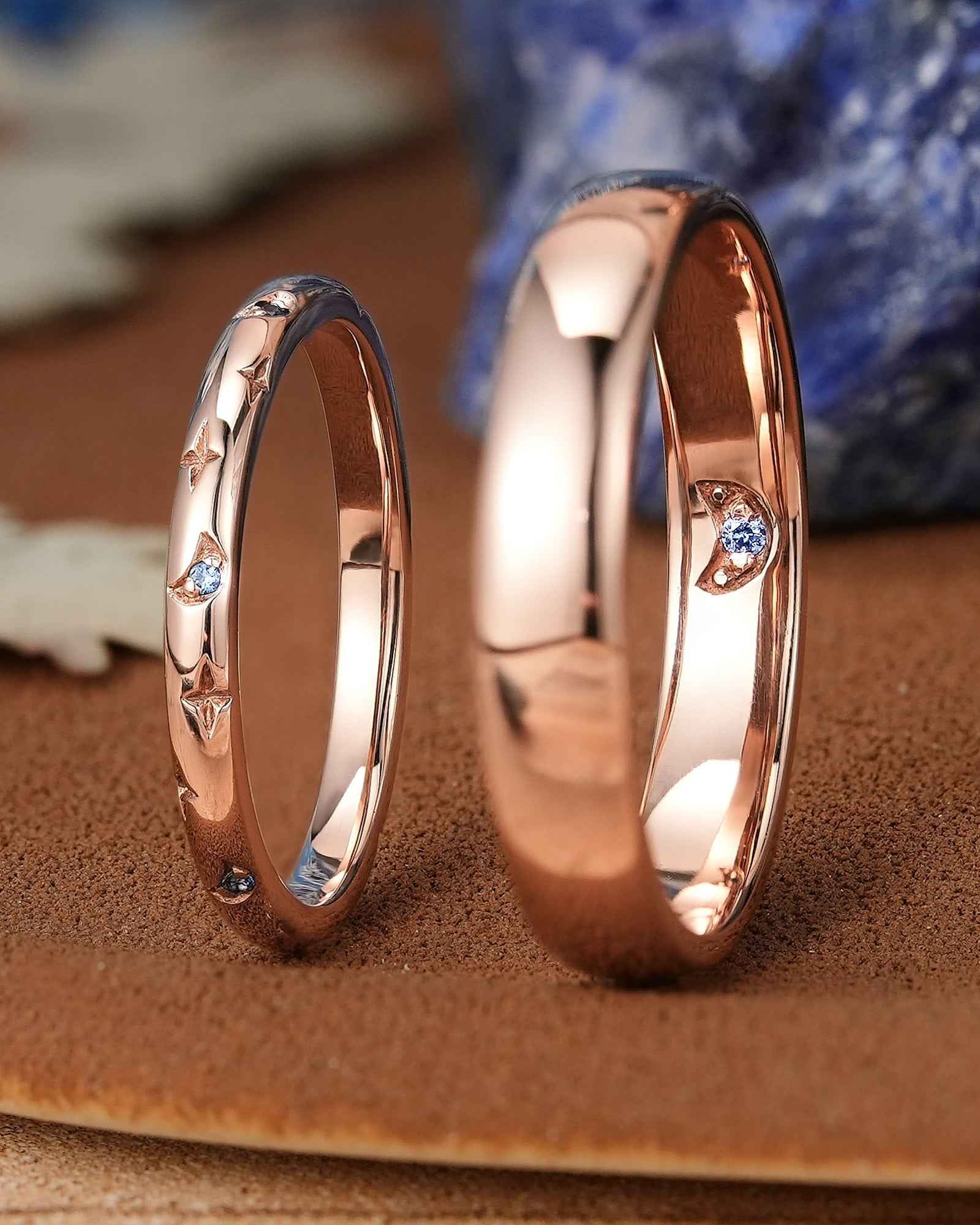 Moon Inspired | Moon Star Couple Rings Set For Men and Women