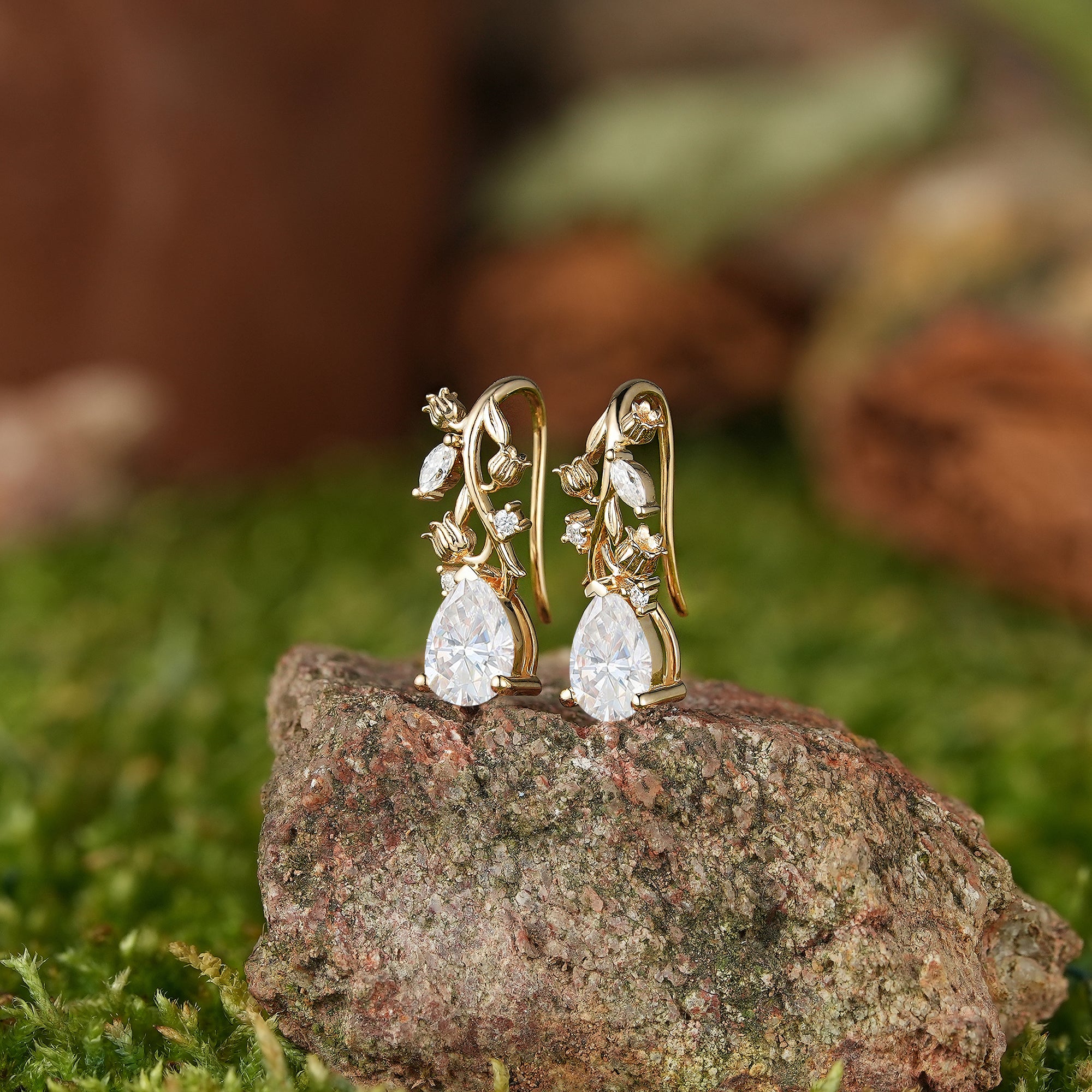 LCCjewelry | Lily of the valley Earrings Yellow Gold Women Jewelry  Anniversary Gift Her Custom Handmade Earrings - LCCjewelry