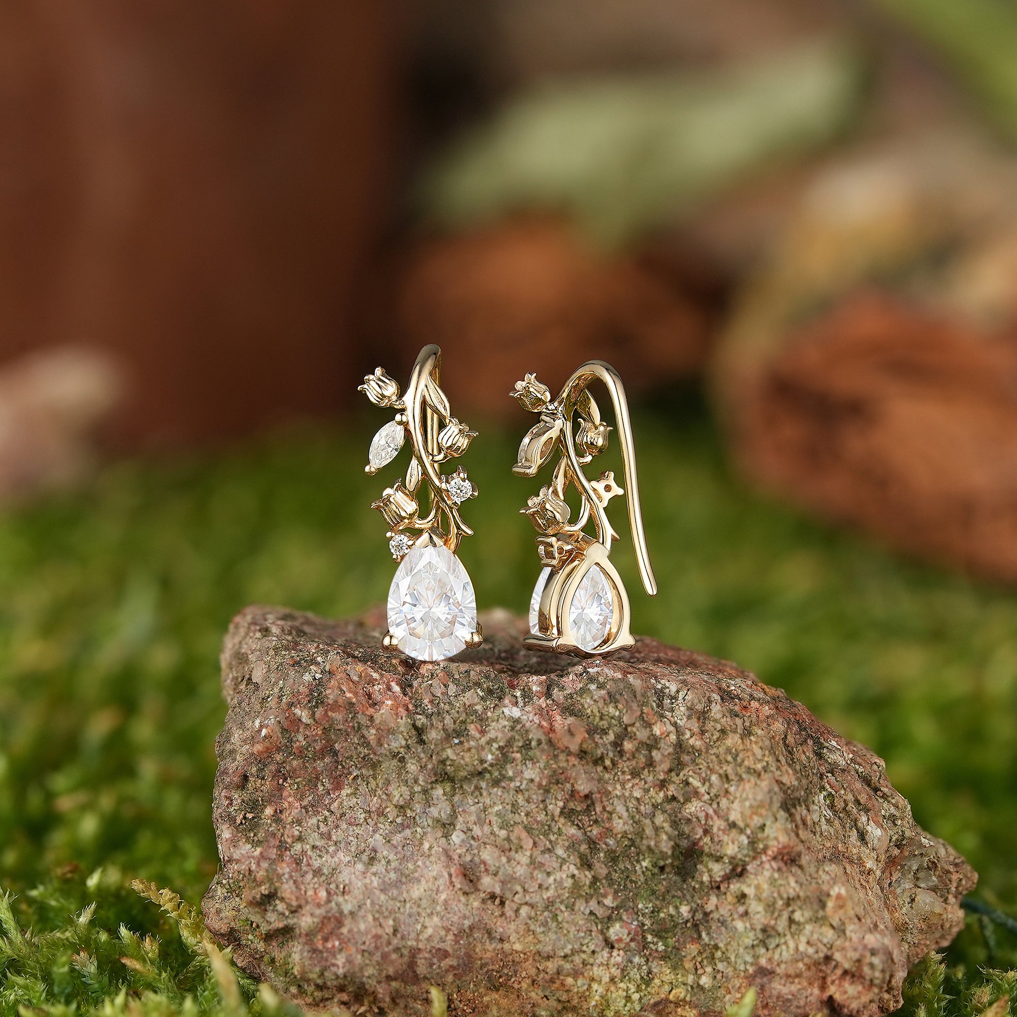 LCCjewelry | Lily of the valley Earrings Yellow Gold Women Jewelry  Anniversary Gift Her Custom Handmade Earrings - LCCjewelry