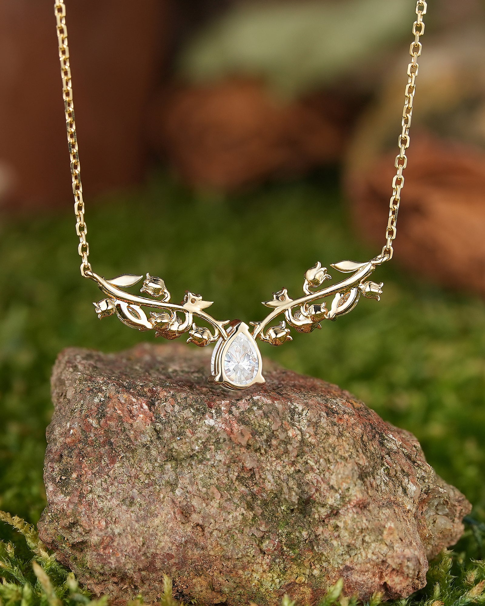 LCCjewelry | Lily of the valley Pendant Women Anniversary Necklace Yellow Gold Necklace For Engagement Ring graduation gifts For Mom - LCCjewelry