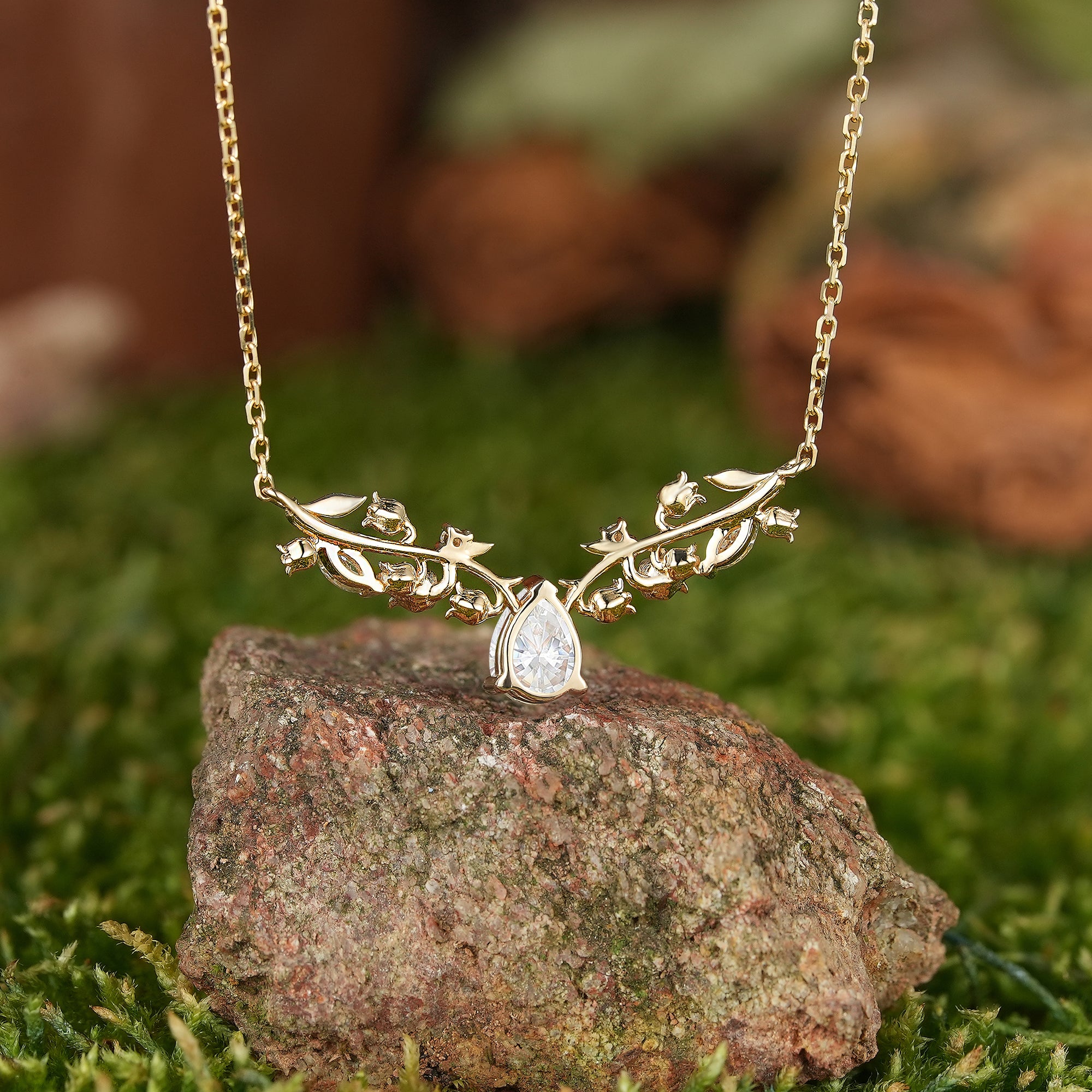 LCCjewelry | Lily of the valley Pendant Women Anniversary Necklace Yellow Gold Necklace For Engagement Ring graduation gifts For Mom - LCCjewelry