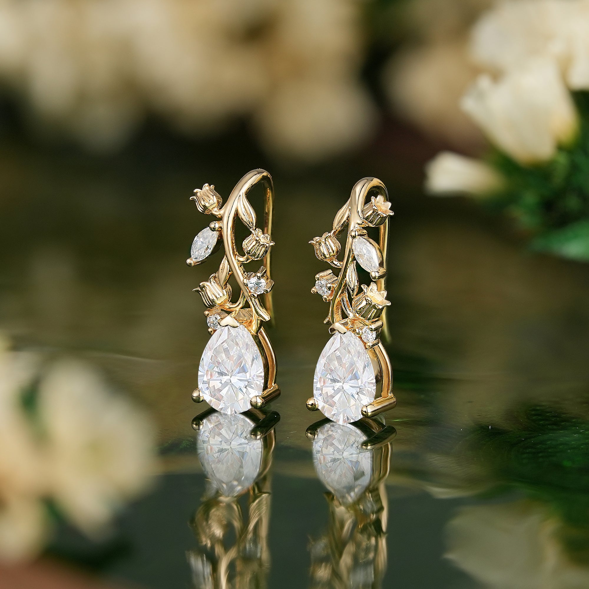 LCCjewelry | Lily of the valley Earrings Yellow Gold Women Jewelry  Anniversary Gift Her Custom Handmade Earrings - LCCjewelry
