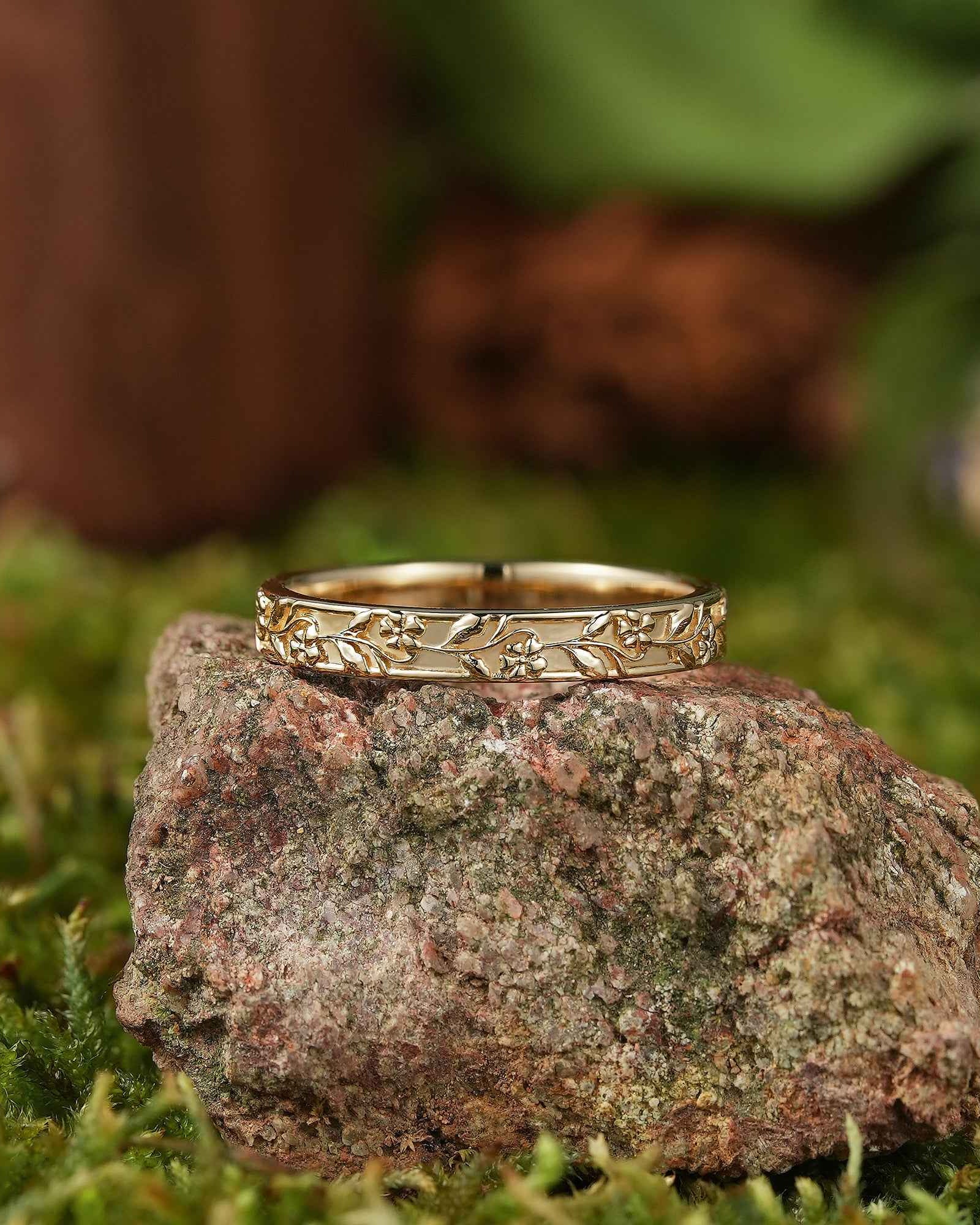 Floral Inspired | Violet Design Botanical Engraved Flower Band