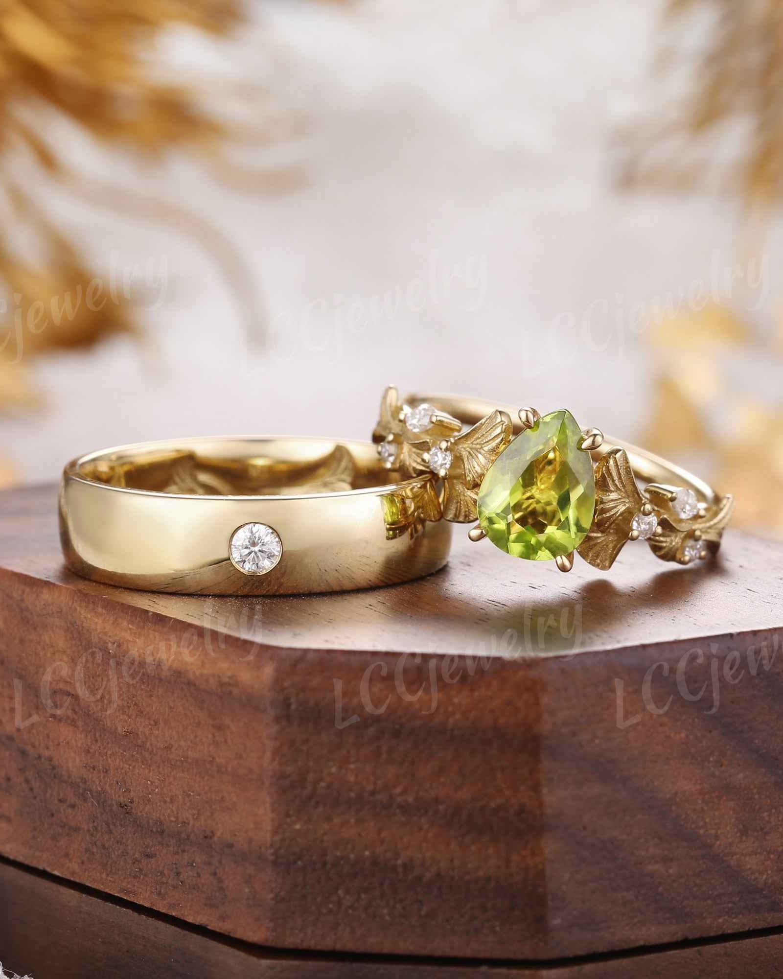 Leaf Inspired | 2pcs Ginkgo Leaf Design Couple Rings Set