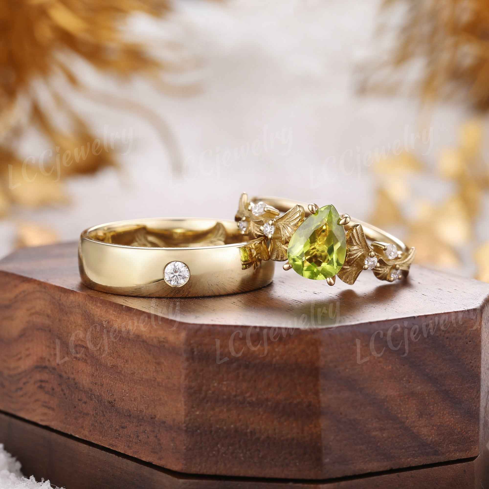 Leaf Inspired | 2pcs Ginkgo Leaf Design Couple Rings Set