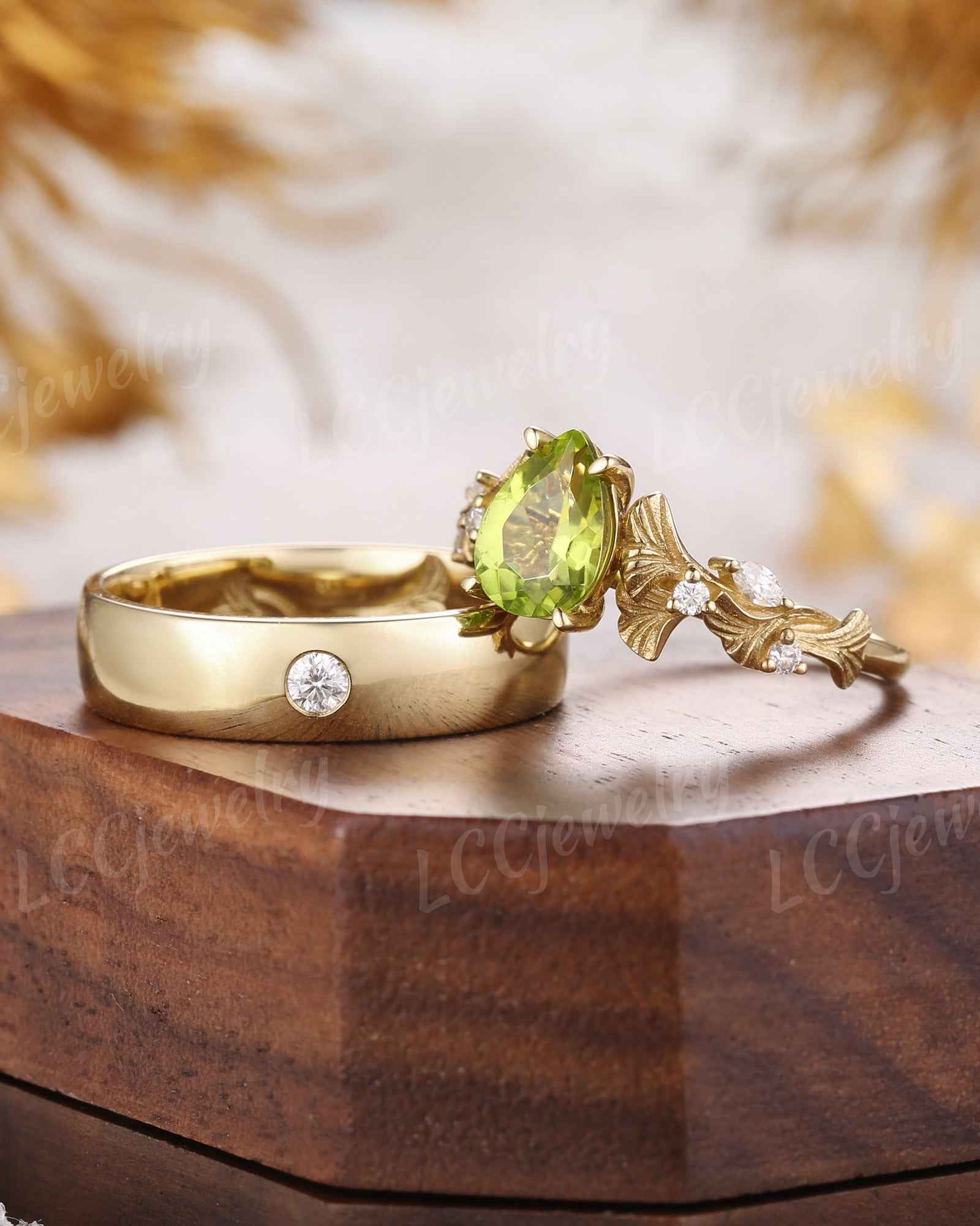 Leaf Inspired | 2pcs Ginkgo Leaf Design Couple Rings Set