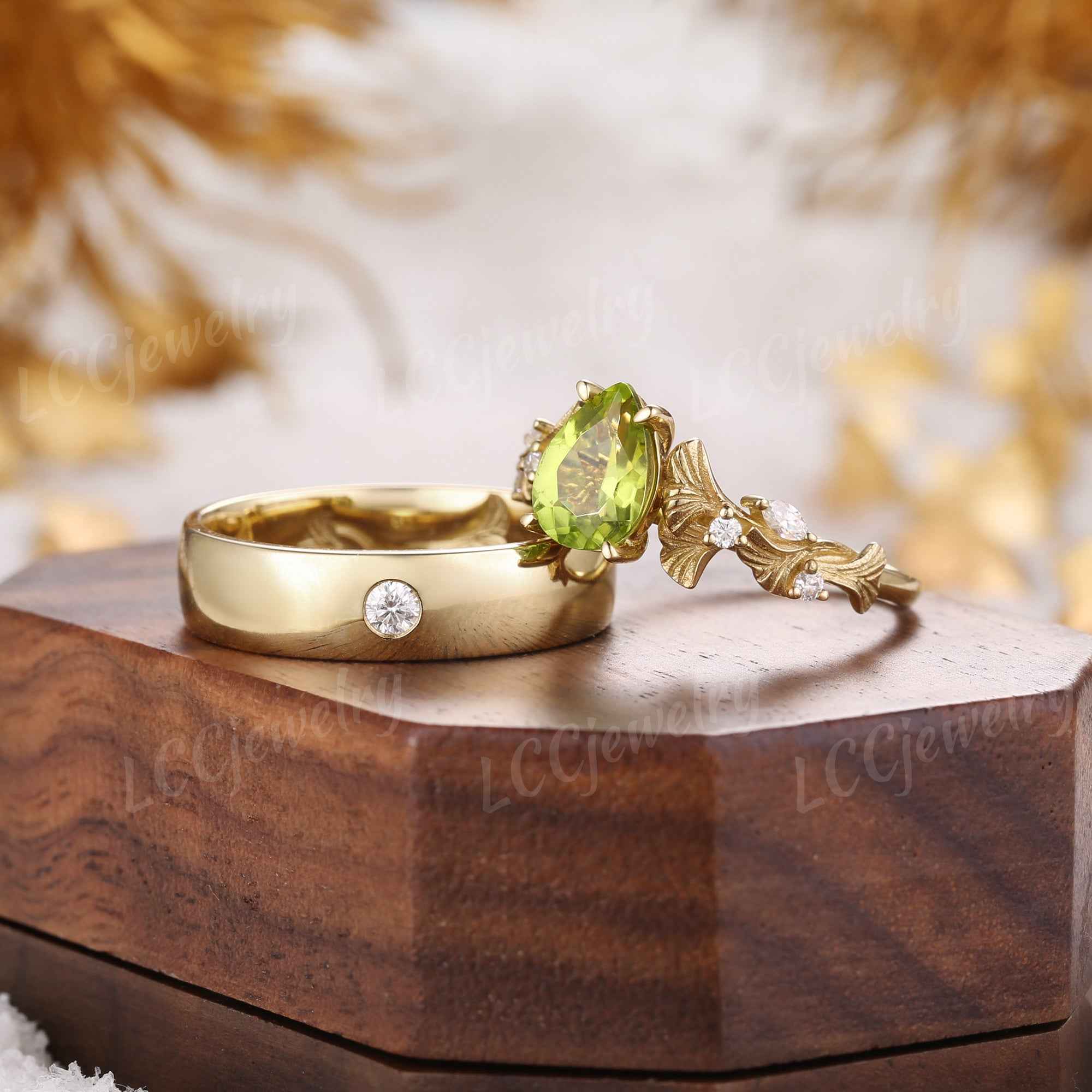 Leaf Inspired | 2pcs Ginkgo Leaf Design Couple Rings Set
