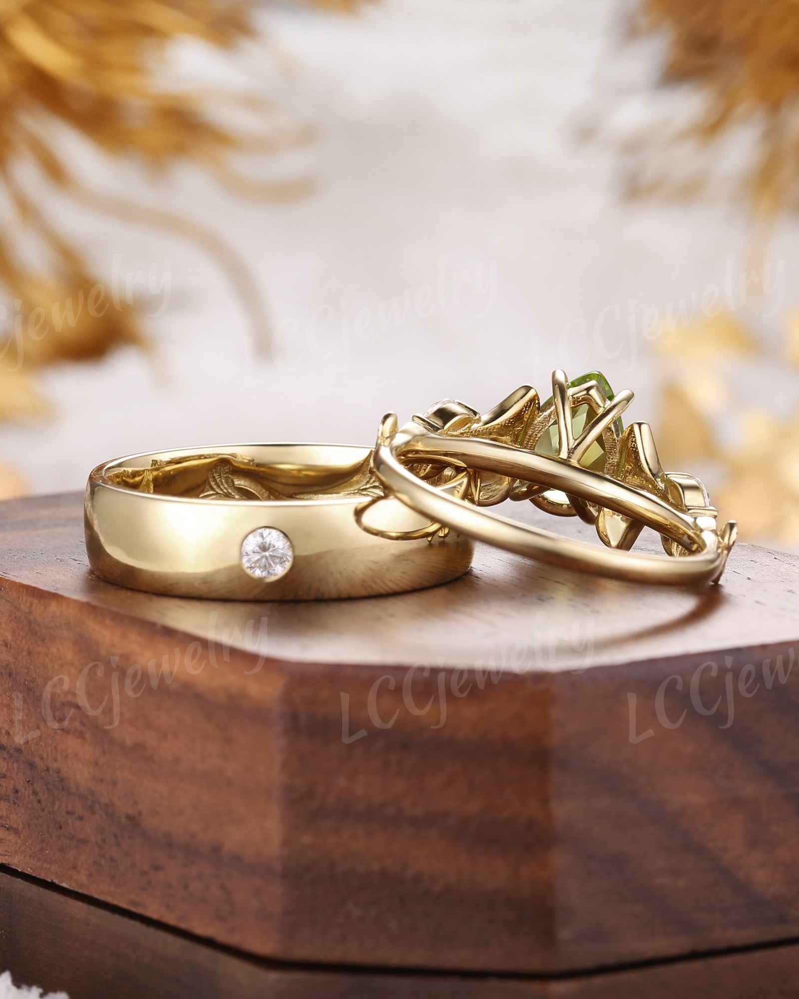 Leaf Inspired | 2pcs Ginkgo Leaf Design Couple Rings Set
