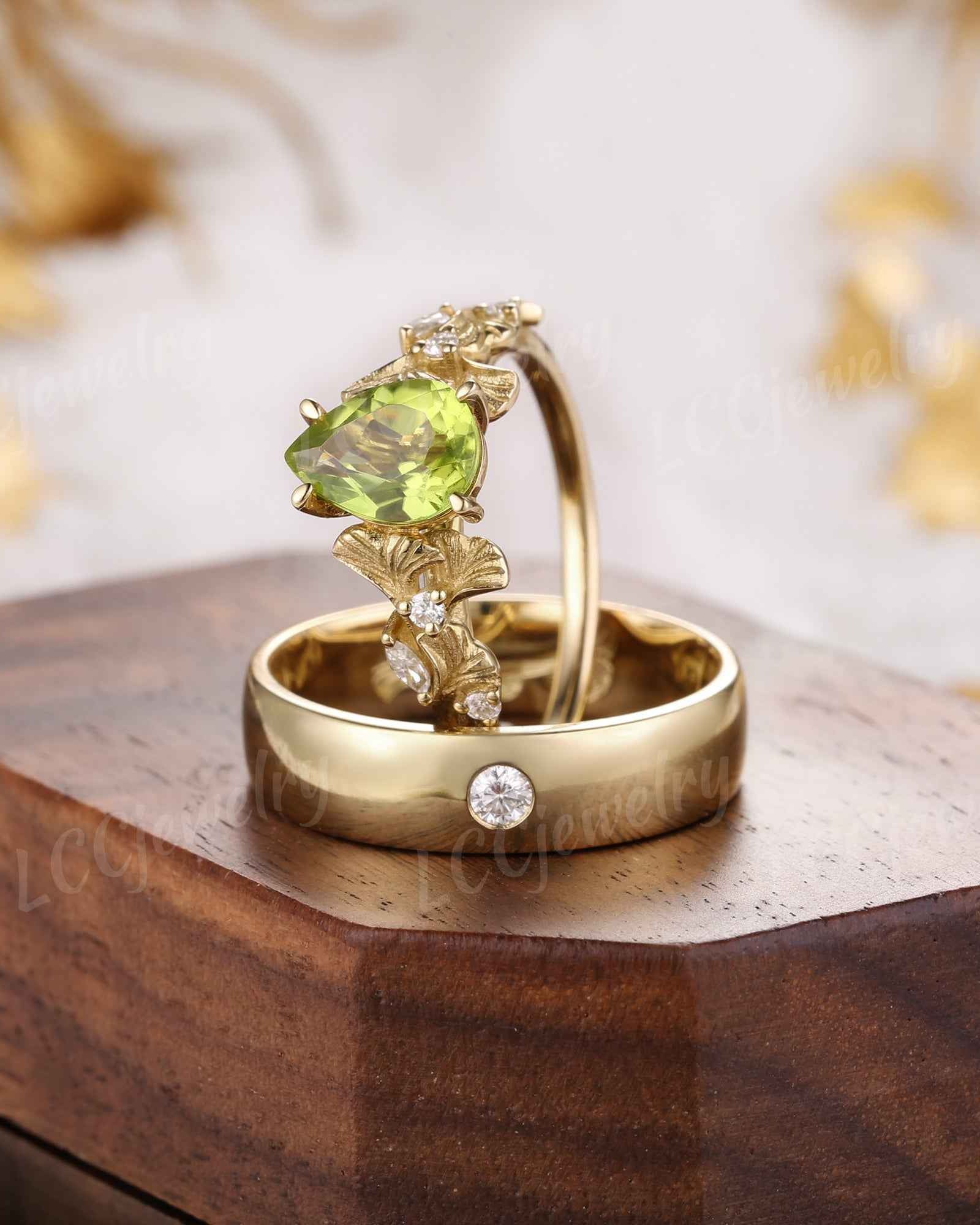 Leaf Inspired | 2pcs Ginkgo Leaf Design Couple Rings Set