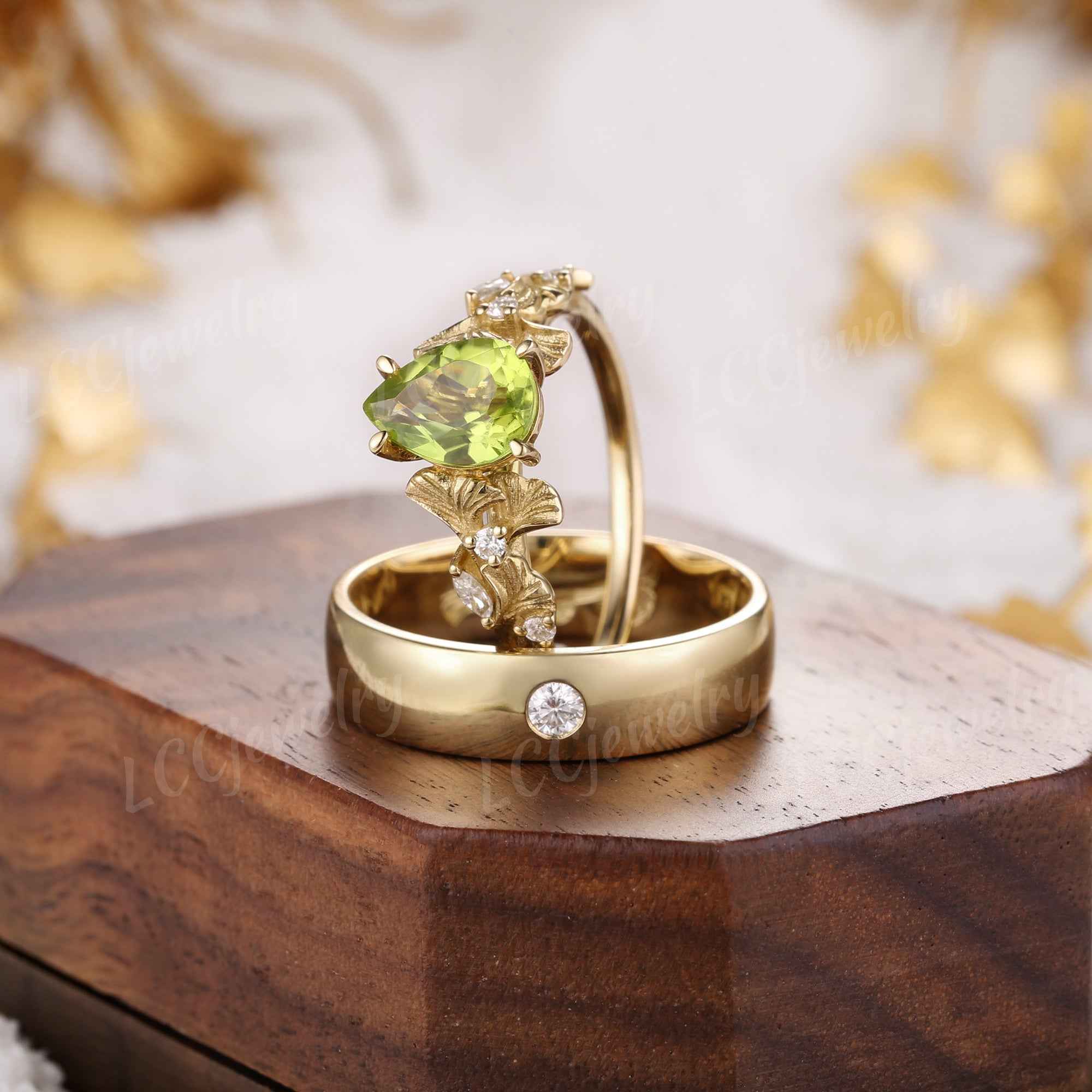 Leaf Inspired | 2pcs Ginkgo Leaf Design Couple Rings Set