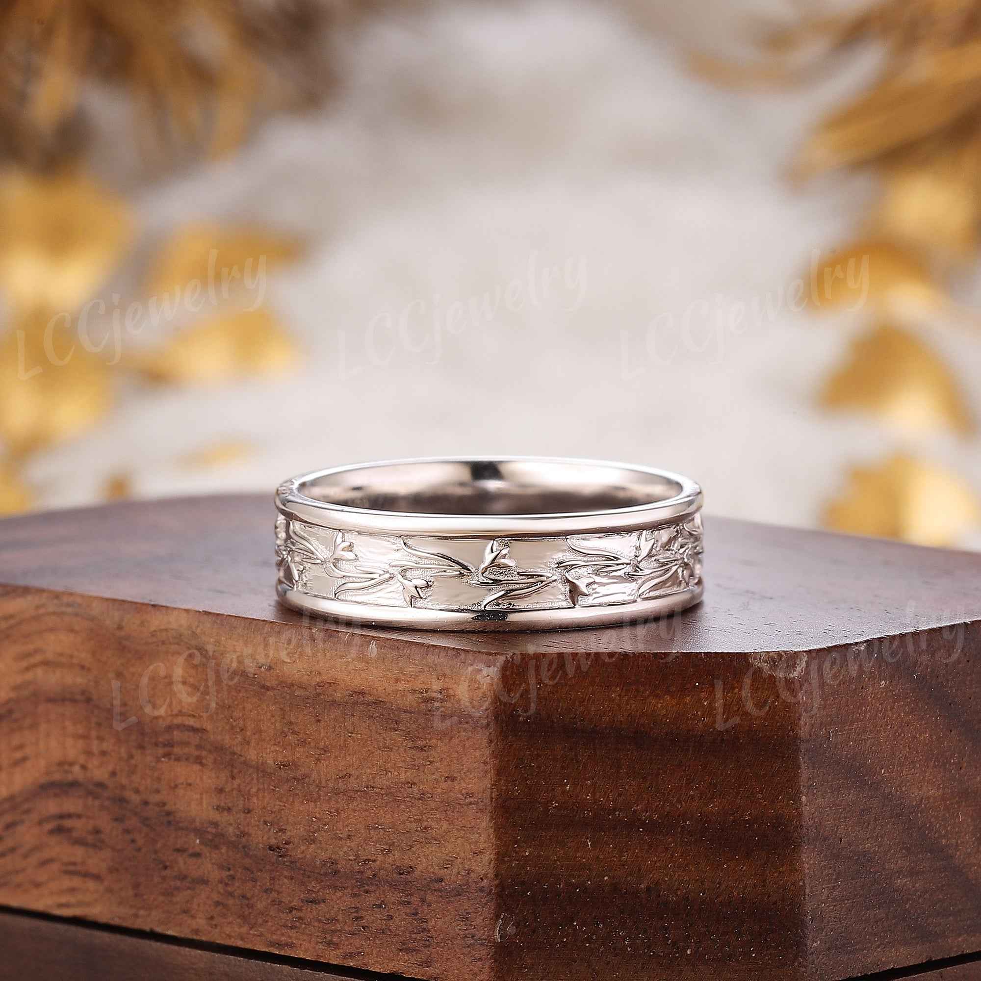 Floral Inspired | Snowdrop Design Wedding Band January Birth Flower