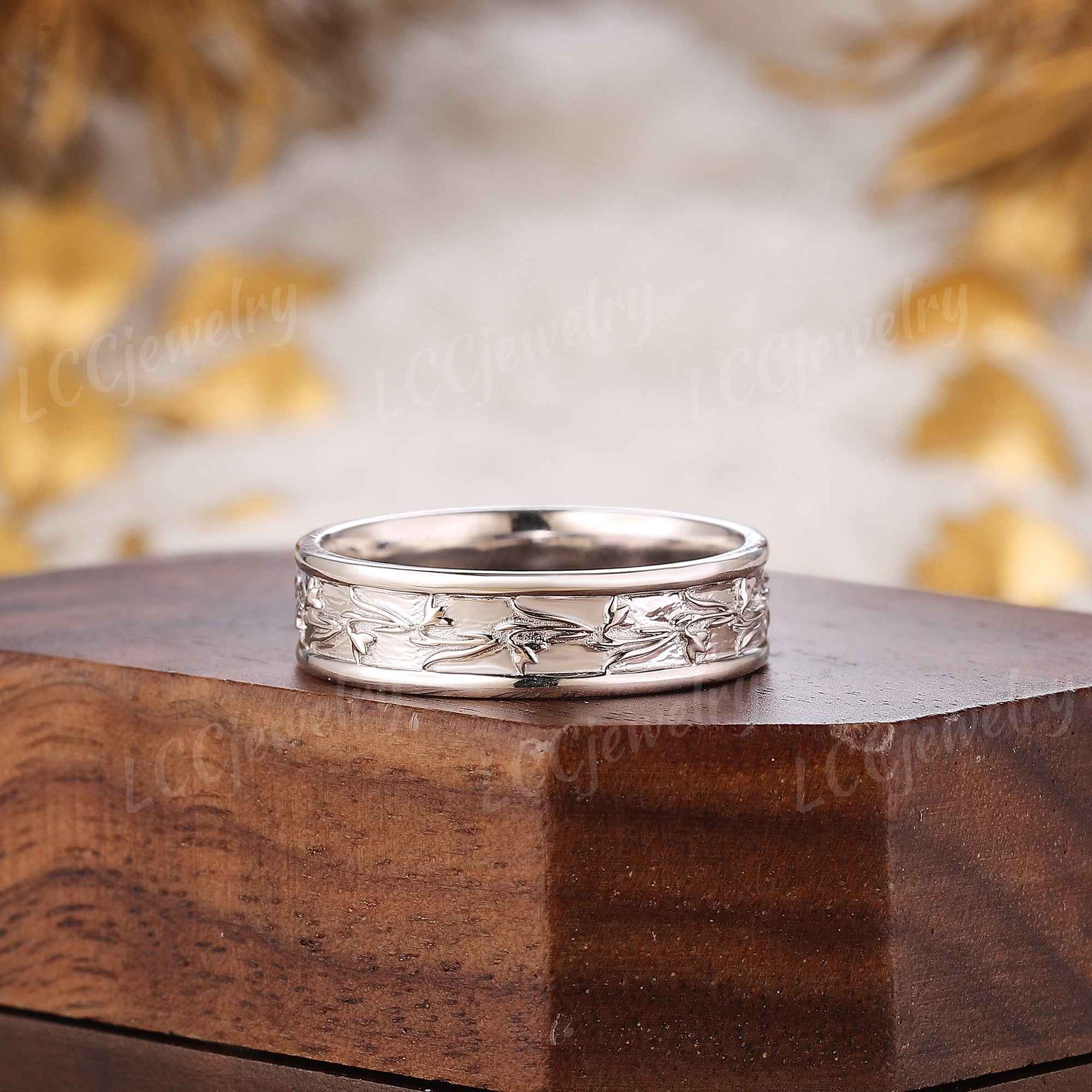 Floral Inspired | Snowdrop Design Wedding Band January Birth Flower