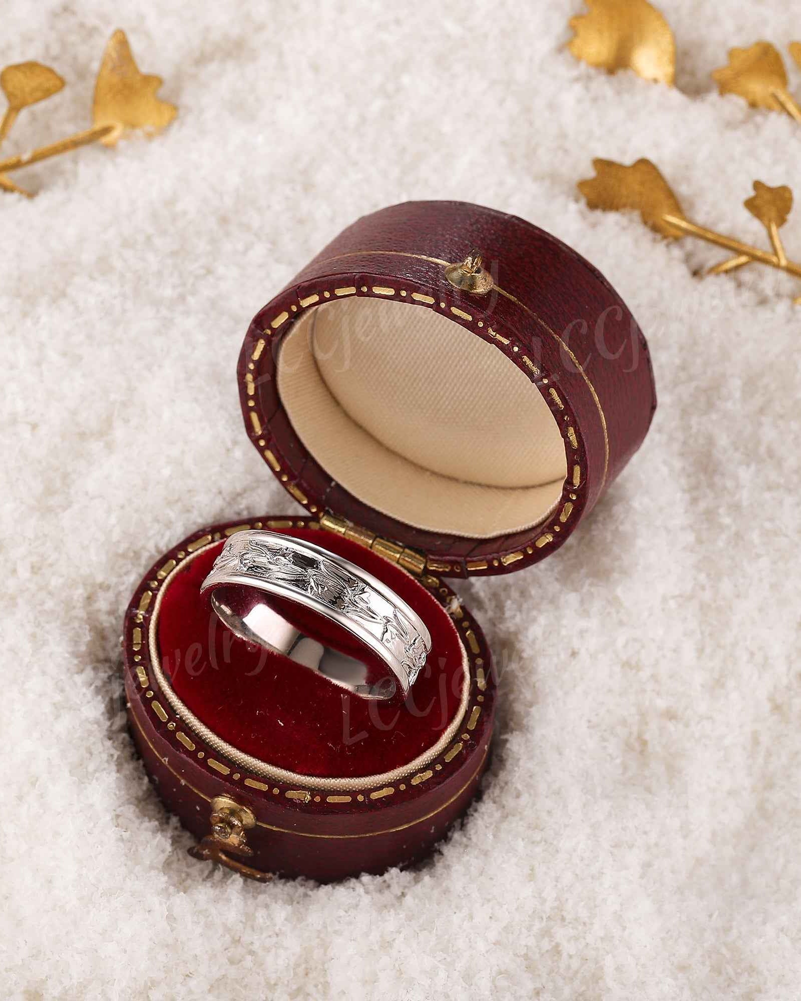 Floral Inspired | Snowdrop Design Wedding Band January Birth Flower