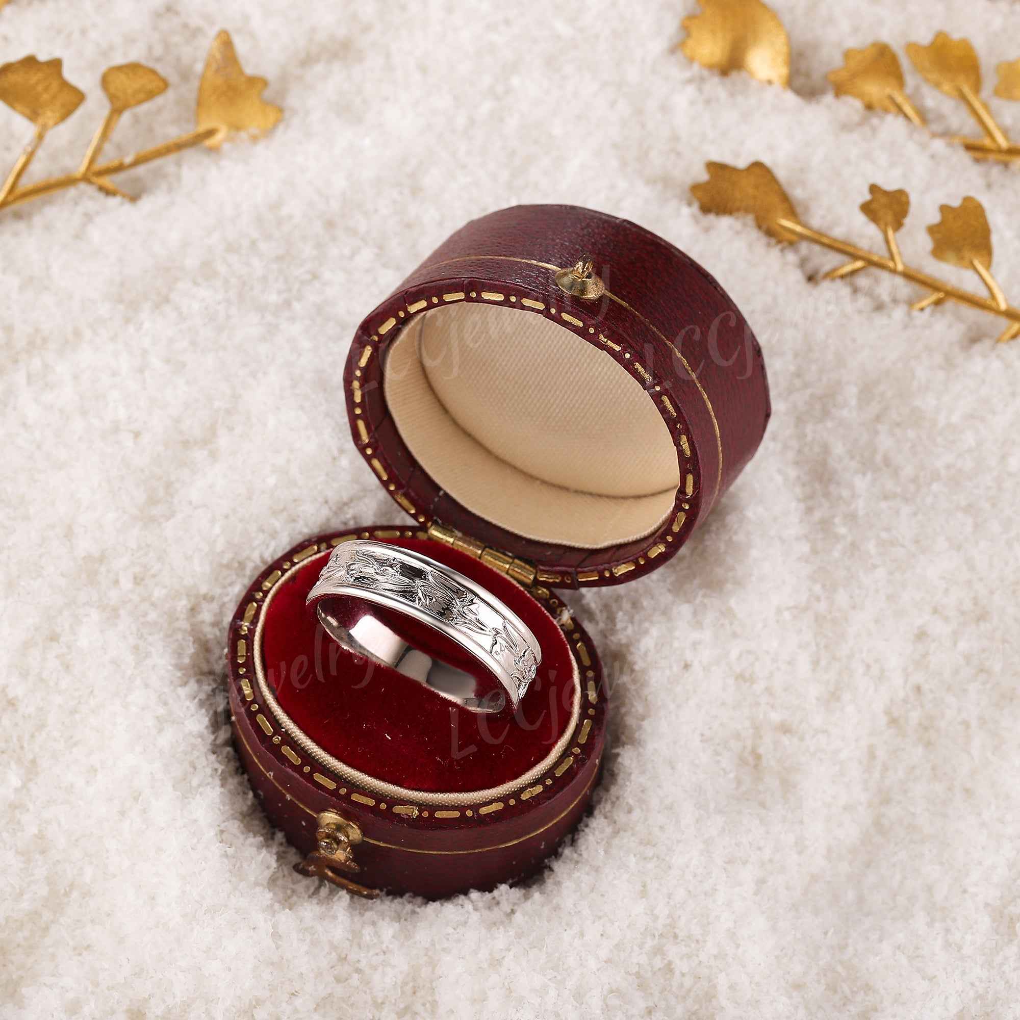 Floral Inspired | Snowdrop Design Wedding Band January Birth Flower