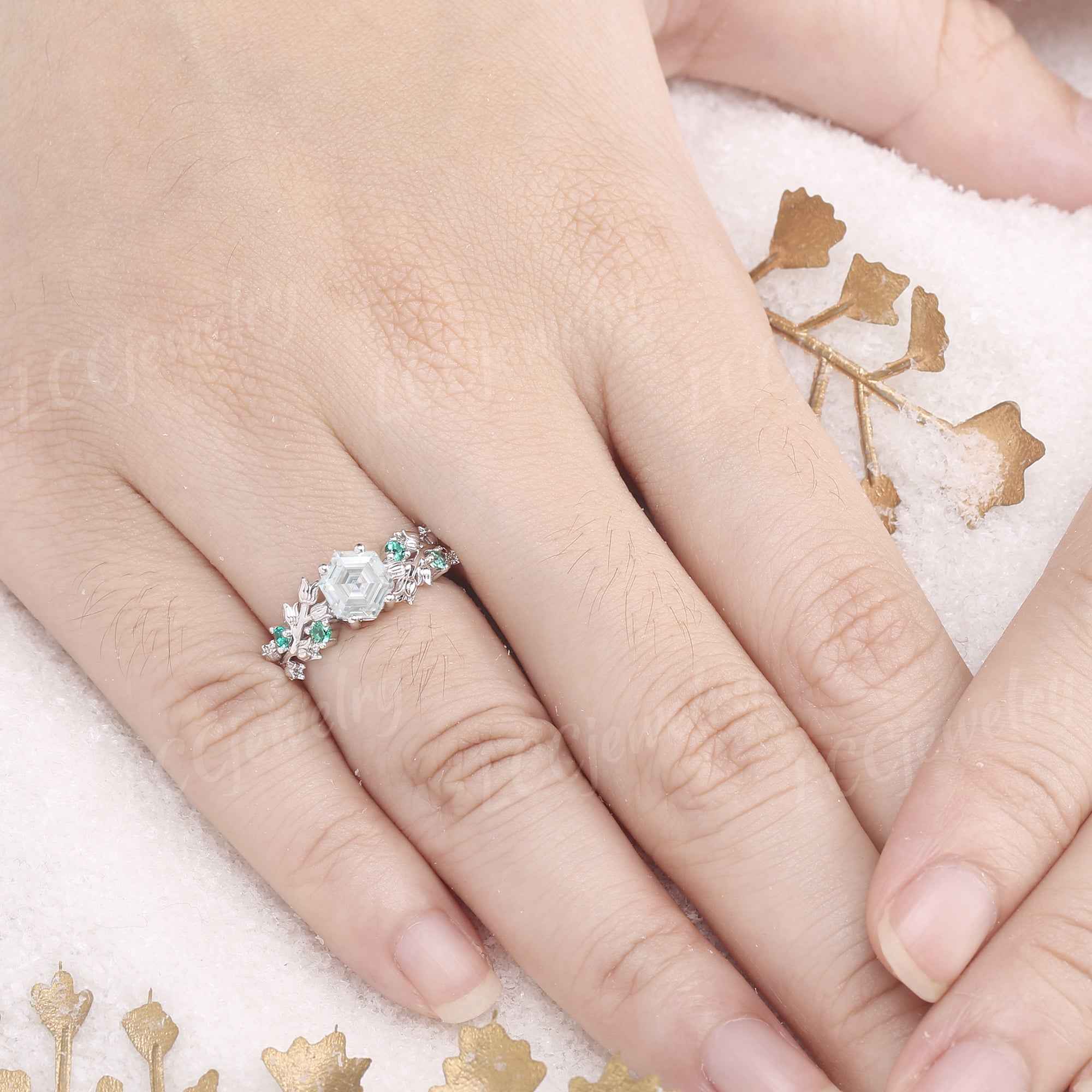 Floral Inspired | Lily Of The Valley Design Moissanite Engagement Ring