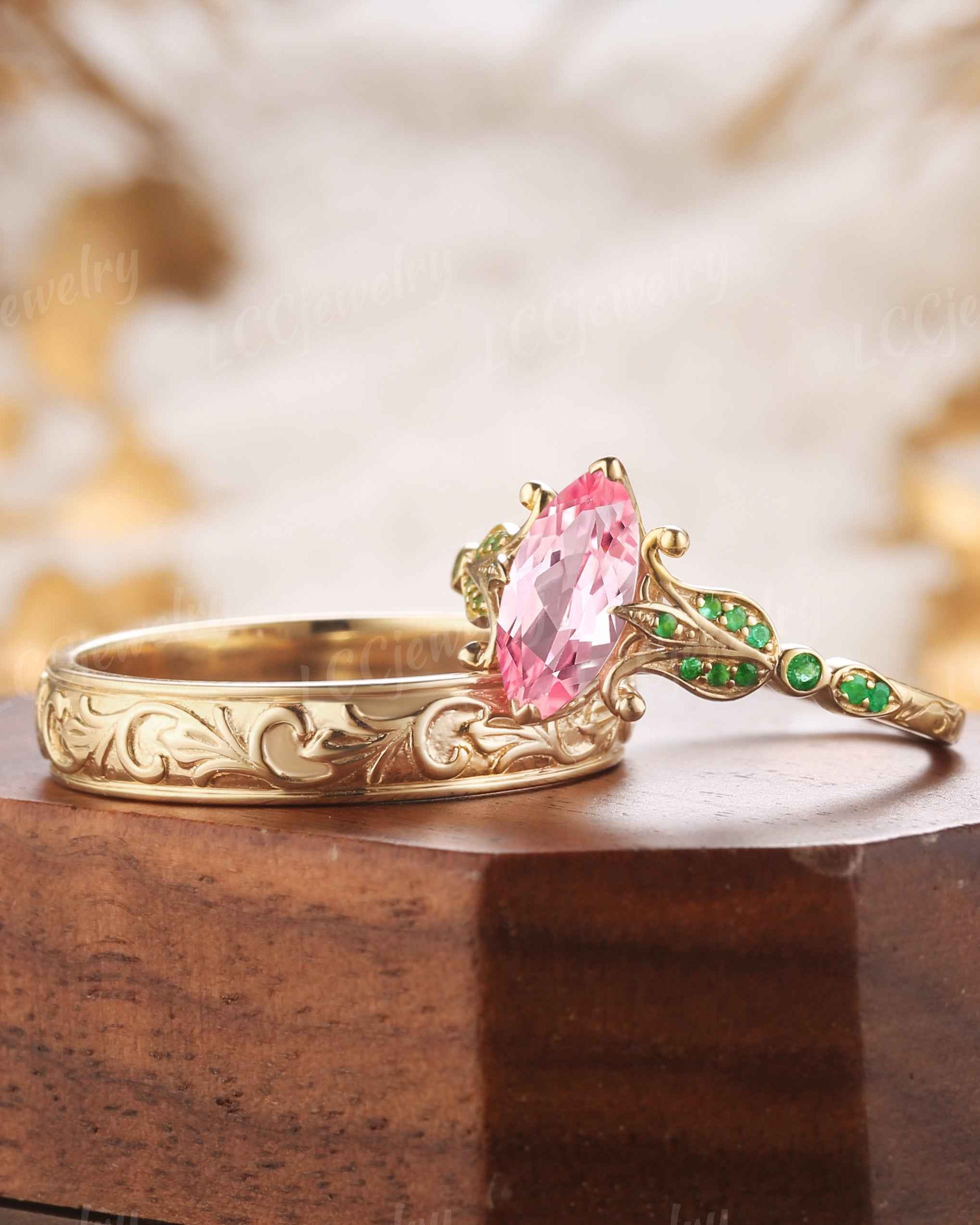 Floral Inspired | 2pcs Iris Design Papalacha Couple Rings