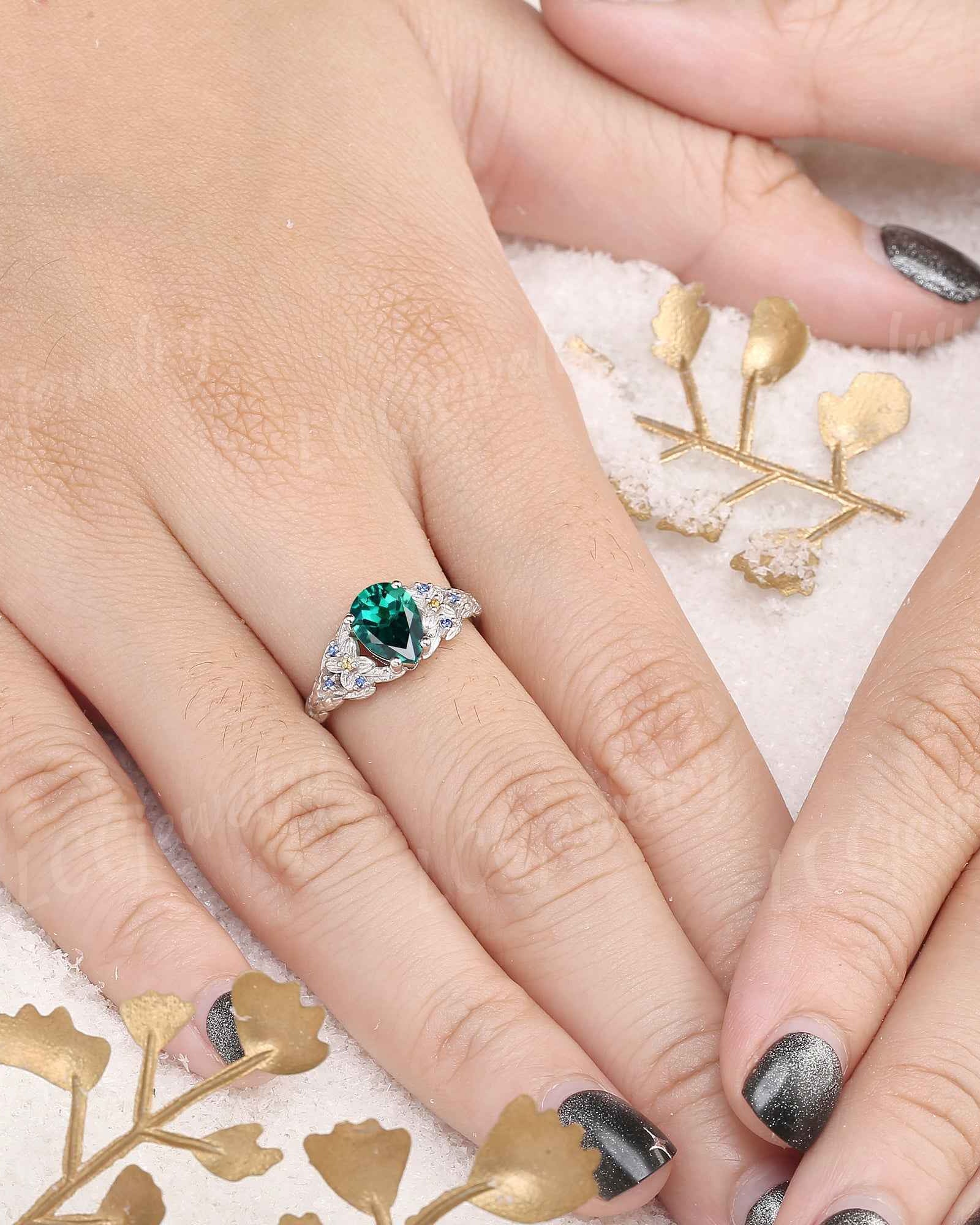 Leaf Inspired | Papalacha Laurel Flower Engagement Ring