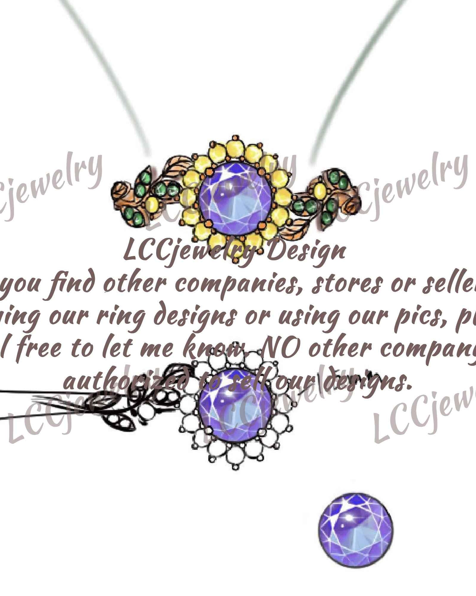 LCCjewelry | Black Rutilated Quartz Sunflower Engagement Ring