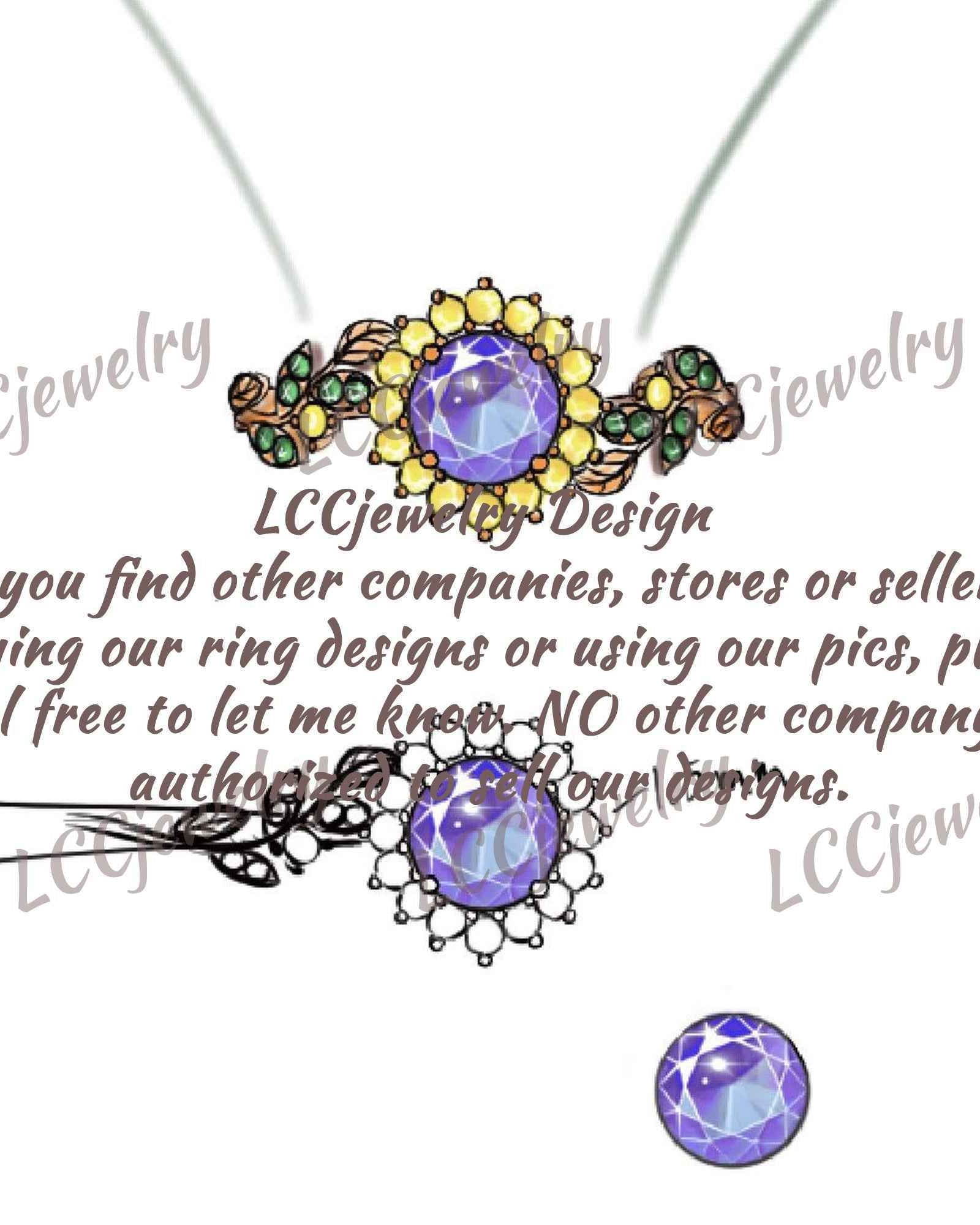 LCCjewelry | Black Opal Sunflower Engagement Ring - 7mm