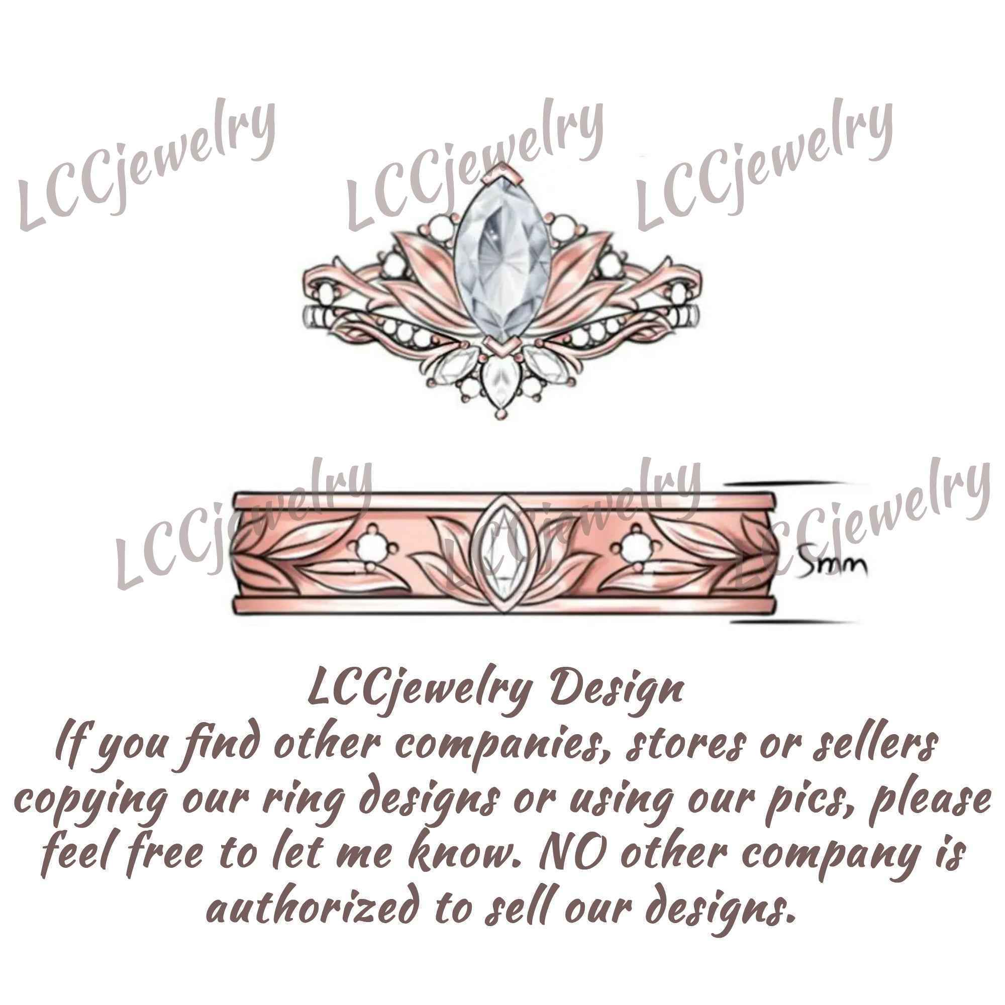 Floral Inspired | Amethyst Water Lily Engagement Ring Set