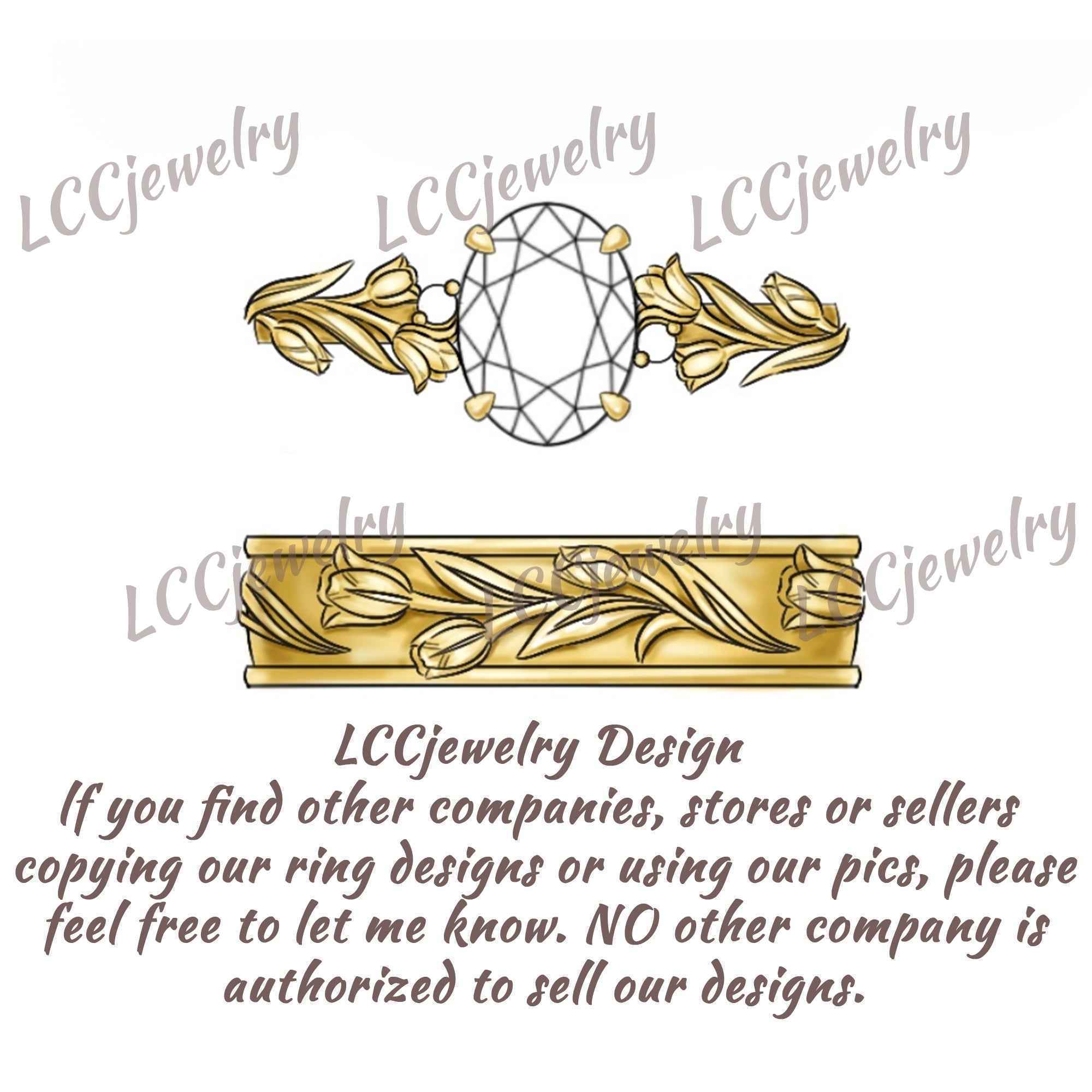 Floral Inspired | 5mm Tulip Design Mens Wedding Band