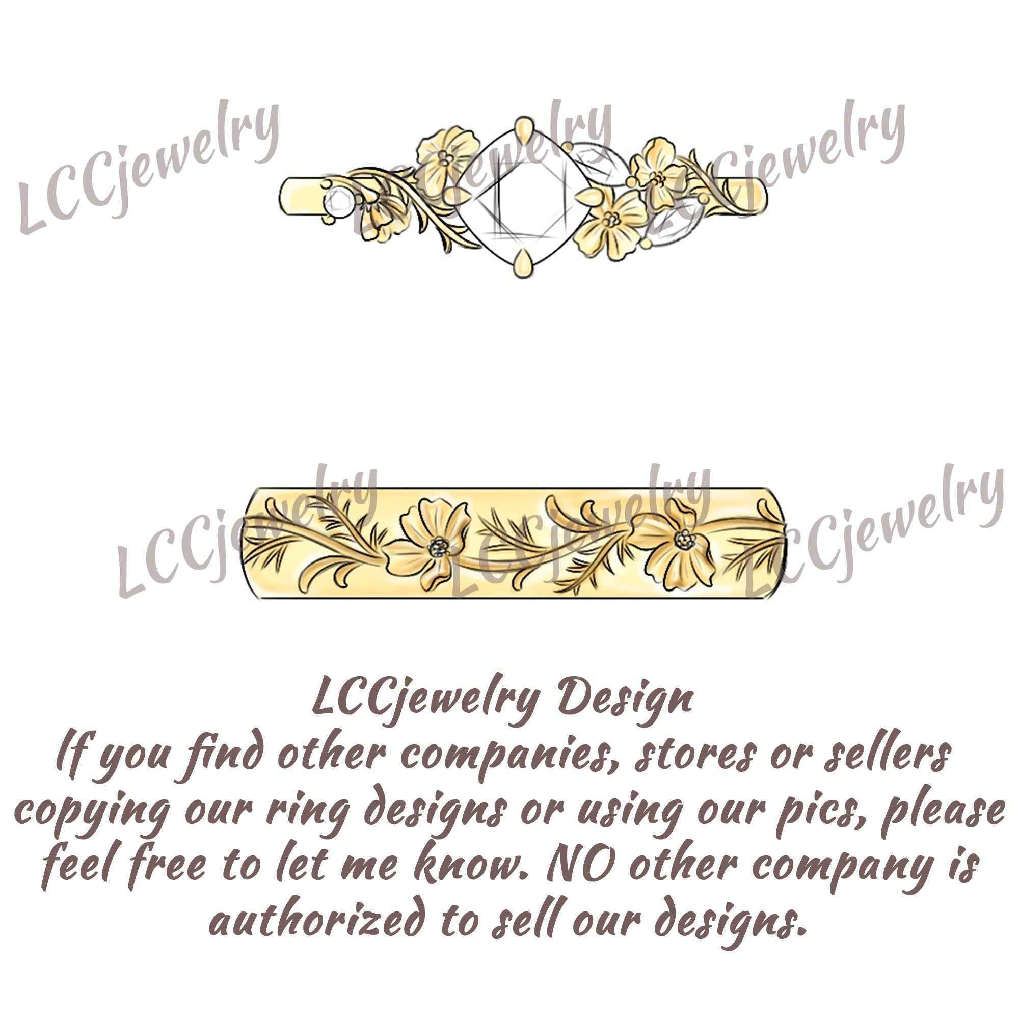 Floral Inspired | 2pcs Cosmos Design Moissanite Couple Rings