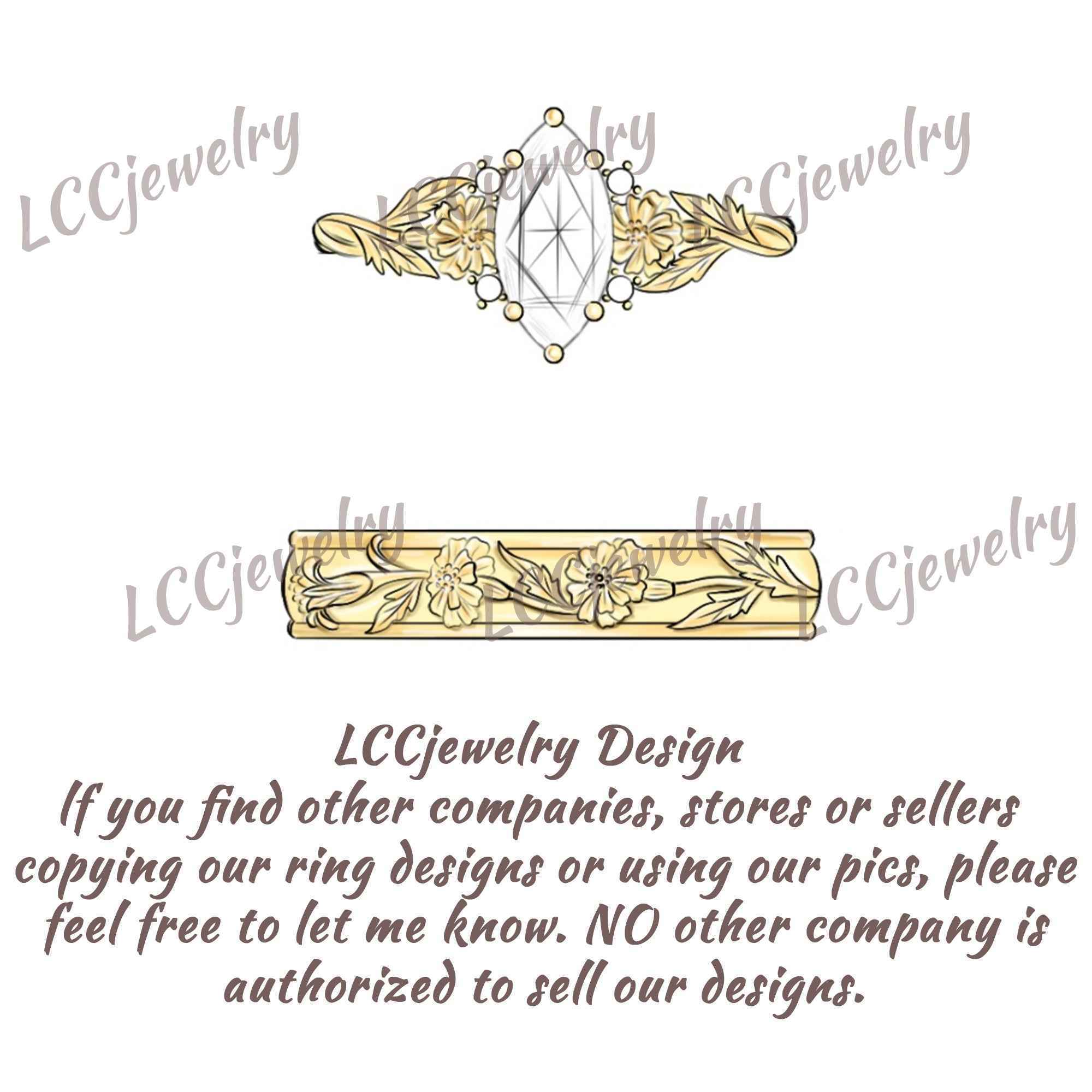 Floral Inspired | 2pcs Chrysanthemum Moissanite Couple Rings