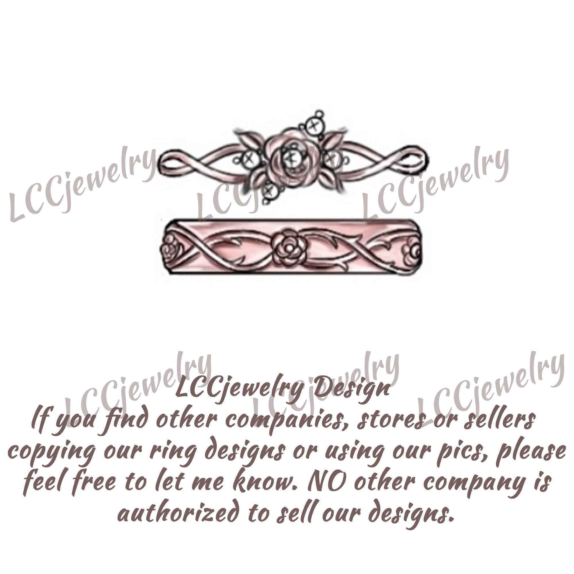 Floral Inspired | Rose Couple Rings Moissanite Wedding Ring Set