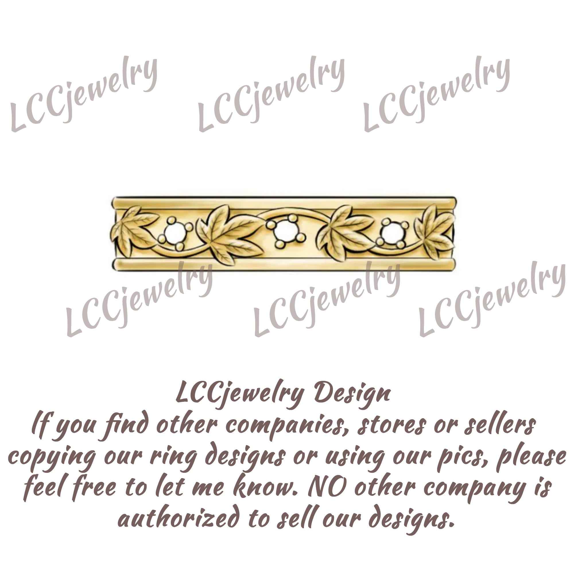 Leaf Inspired | Grape Leaf Men's Gold Wedding Band