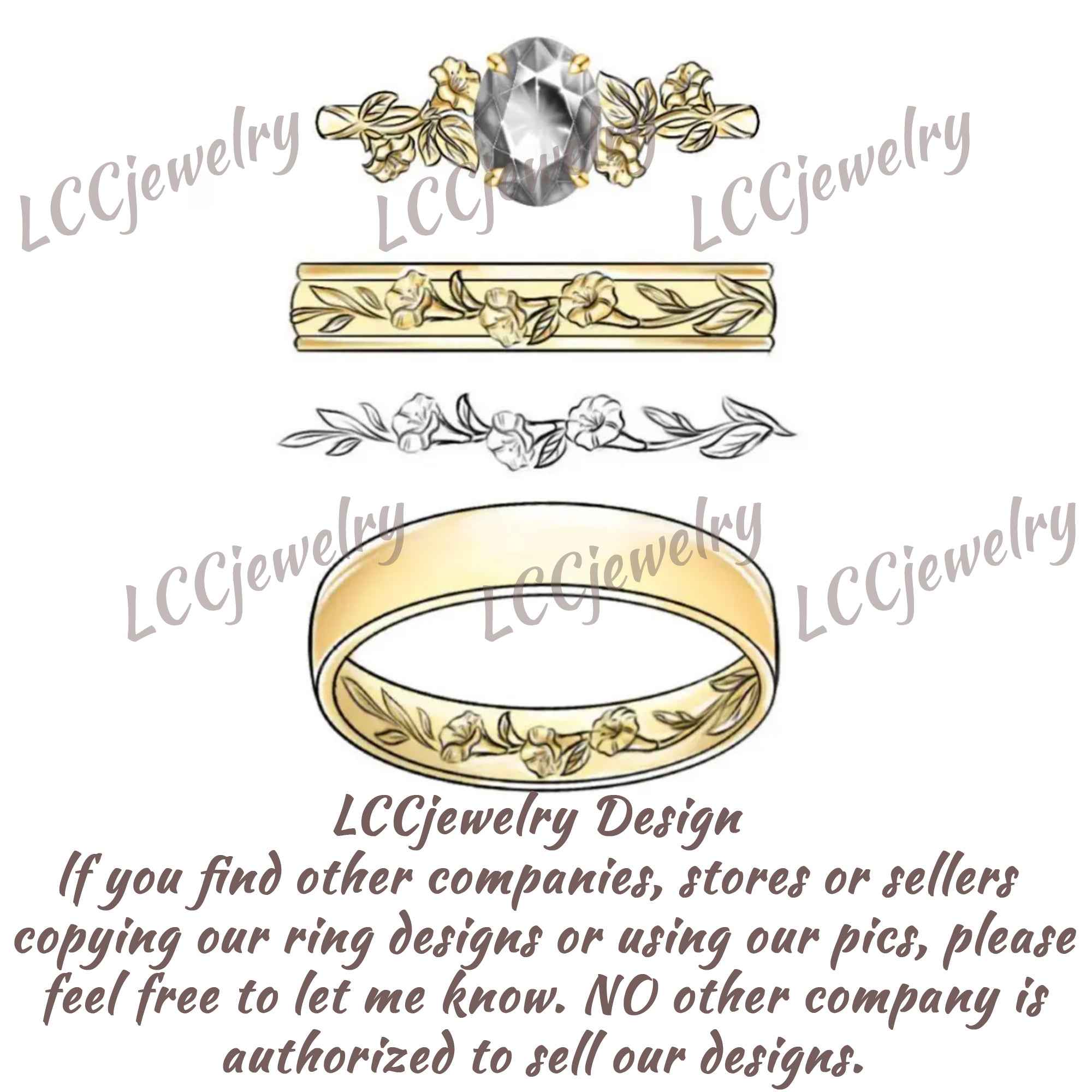 Floral Inspired | Moning Glory Design Gold Wedding Band September