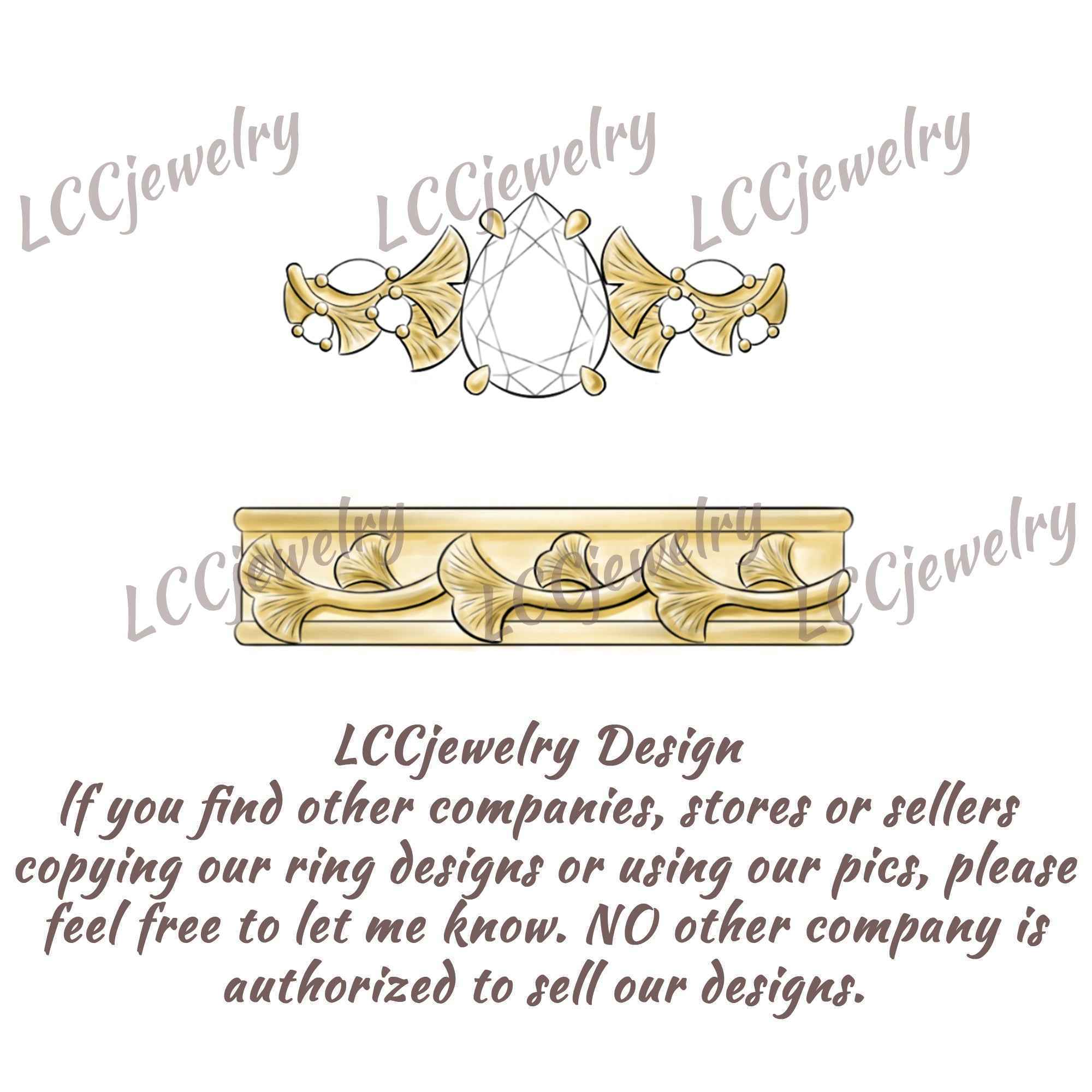 Leaf Inspired | Ginkgo Leaf Yellow Gold Couple Rings Set 2pcs