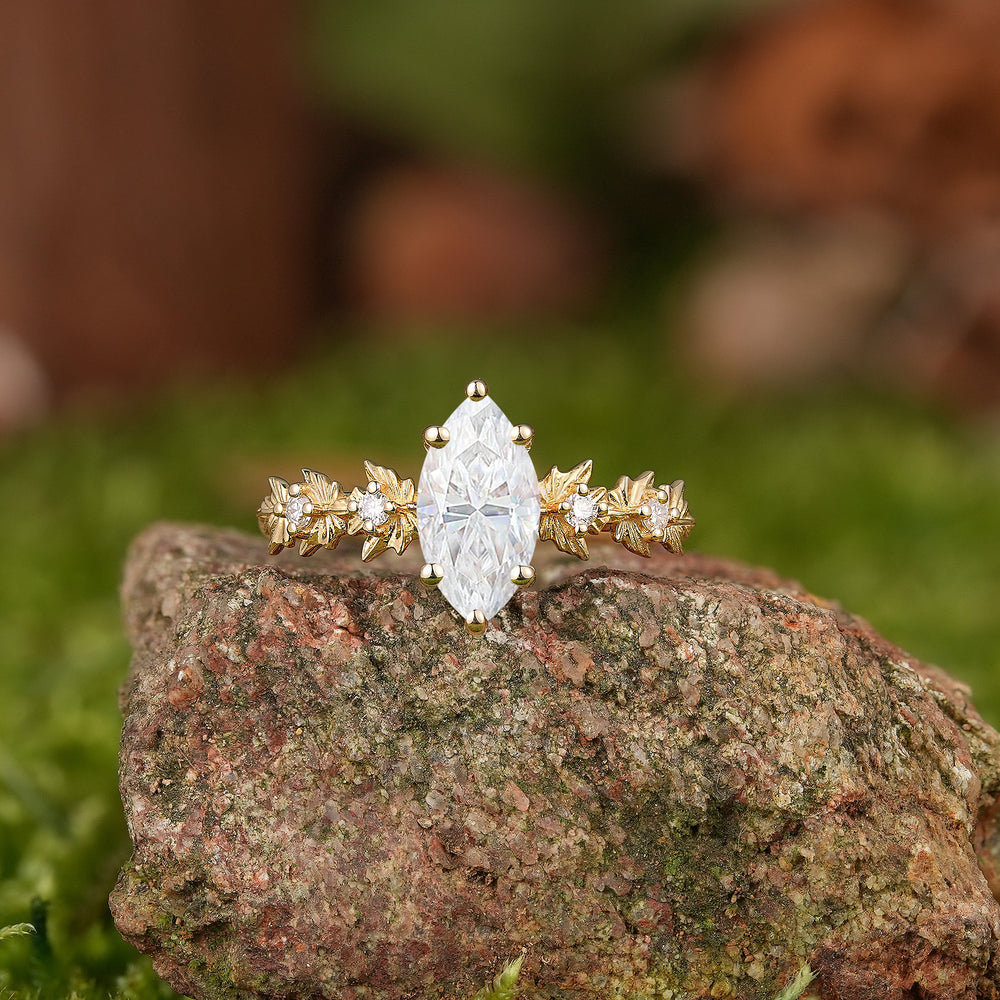 Leaf Inspired | Marquise Moissanite Woodland Engagement Ring