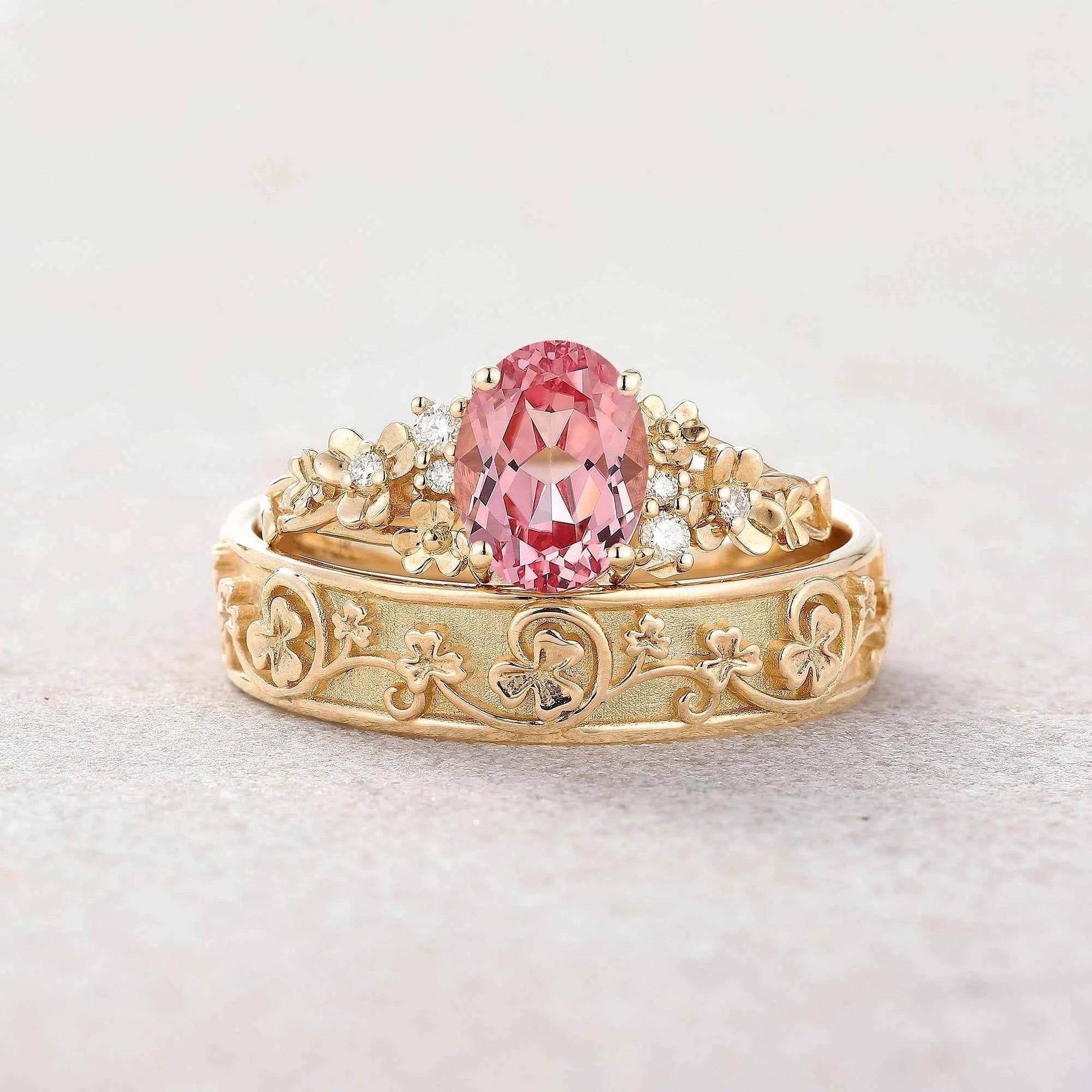 Leaf Inspired | 3pcs Papalacha Leaf Clover Design Couple Rings Set (Copy)