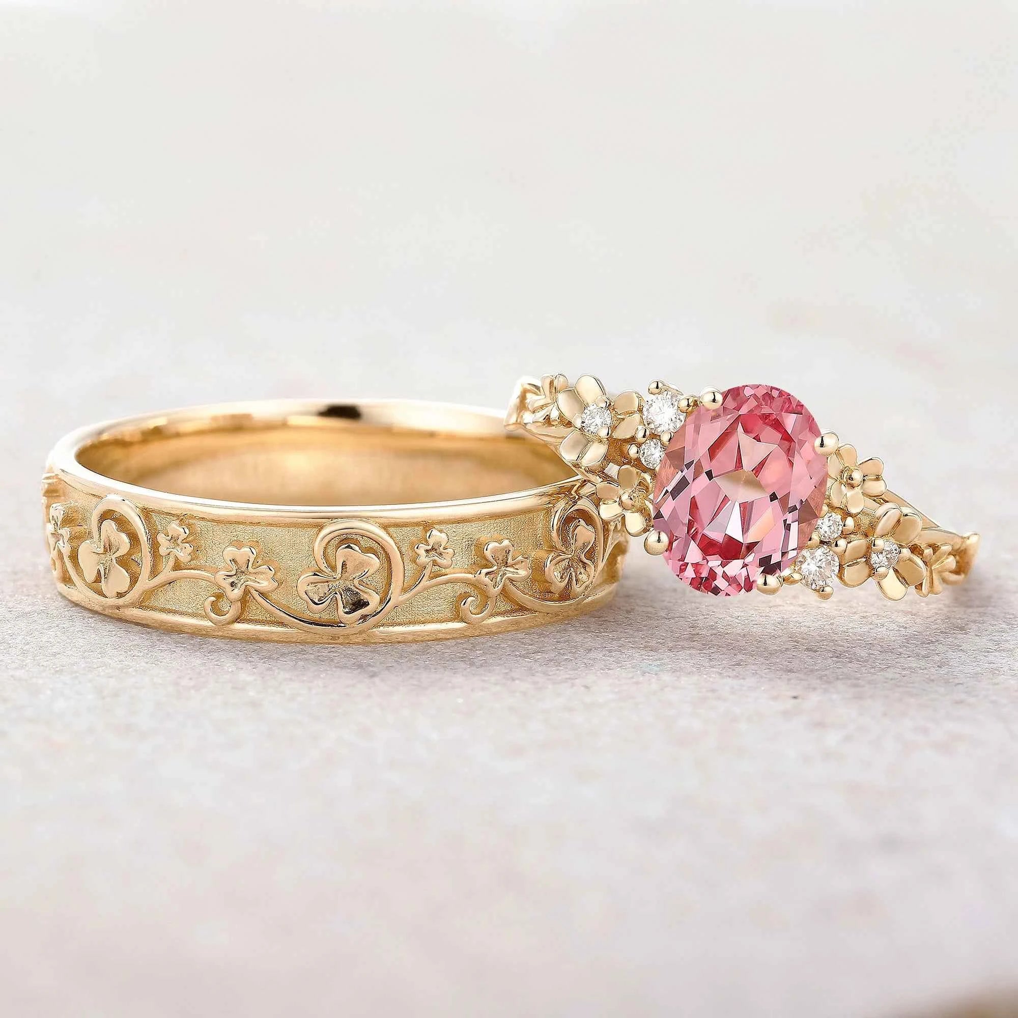 Leaf Inspired | 3pcs Papalacha Leaf Clover Design Couple Rings Set (Copy)