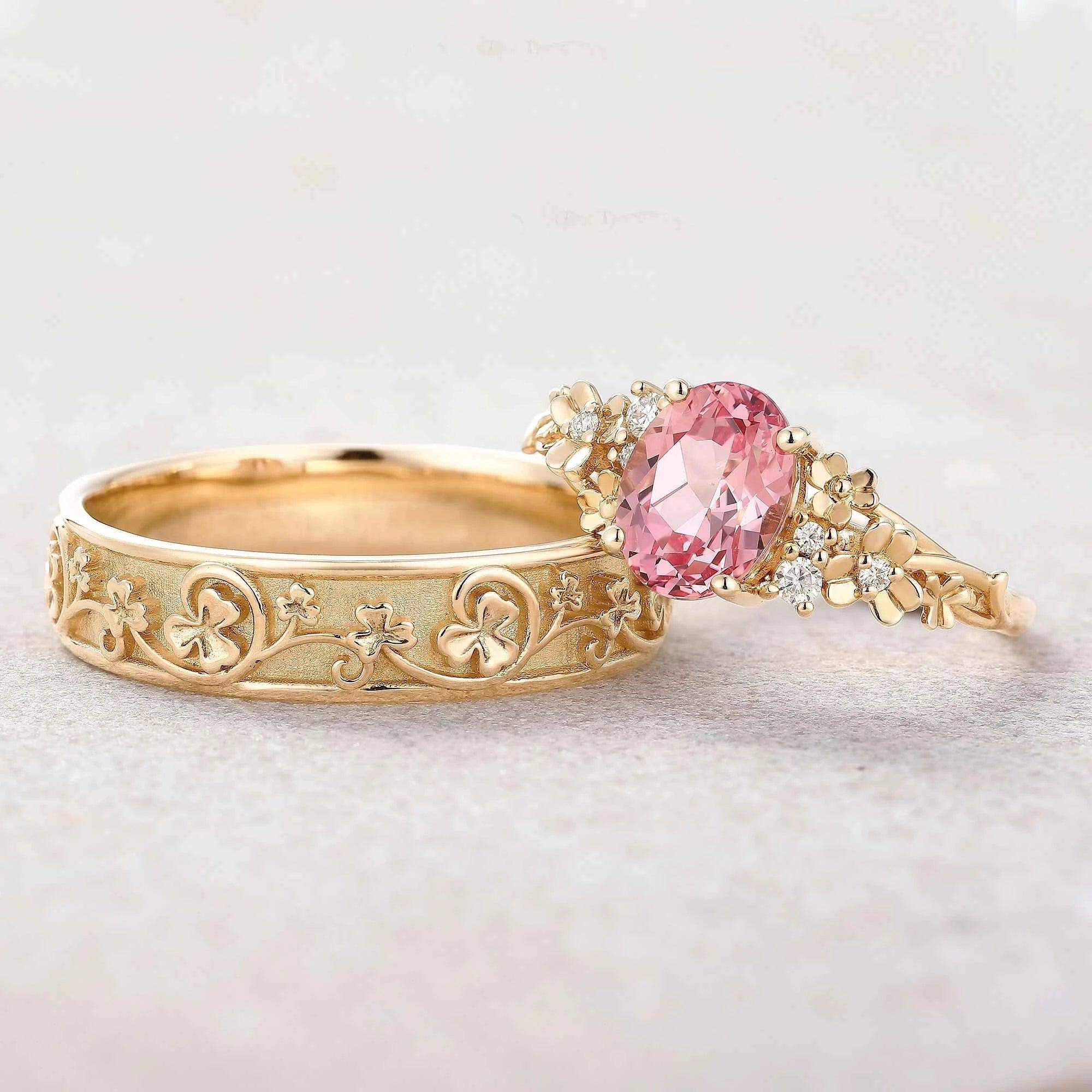 Leaf Inspired | 3pcs Papalacha Leaf Clover Design Couple Rings Set (Copy)