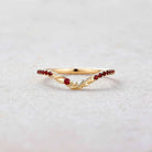 Floral Inspired | Poppy Design Moissanite Curved Wedding Band