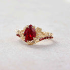 Floral Inspired | Poppy Design Ruby Engagement Ring Set