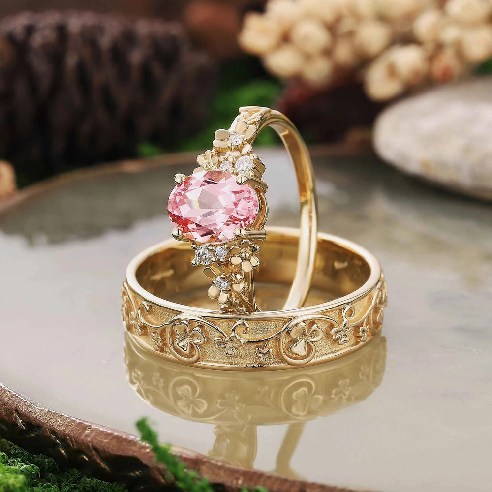 Leaf Inspired | 3pcs Papalacha Leaf Clover Design Couple Rings Set (Copy)