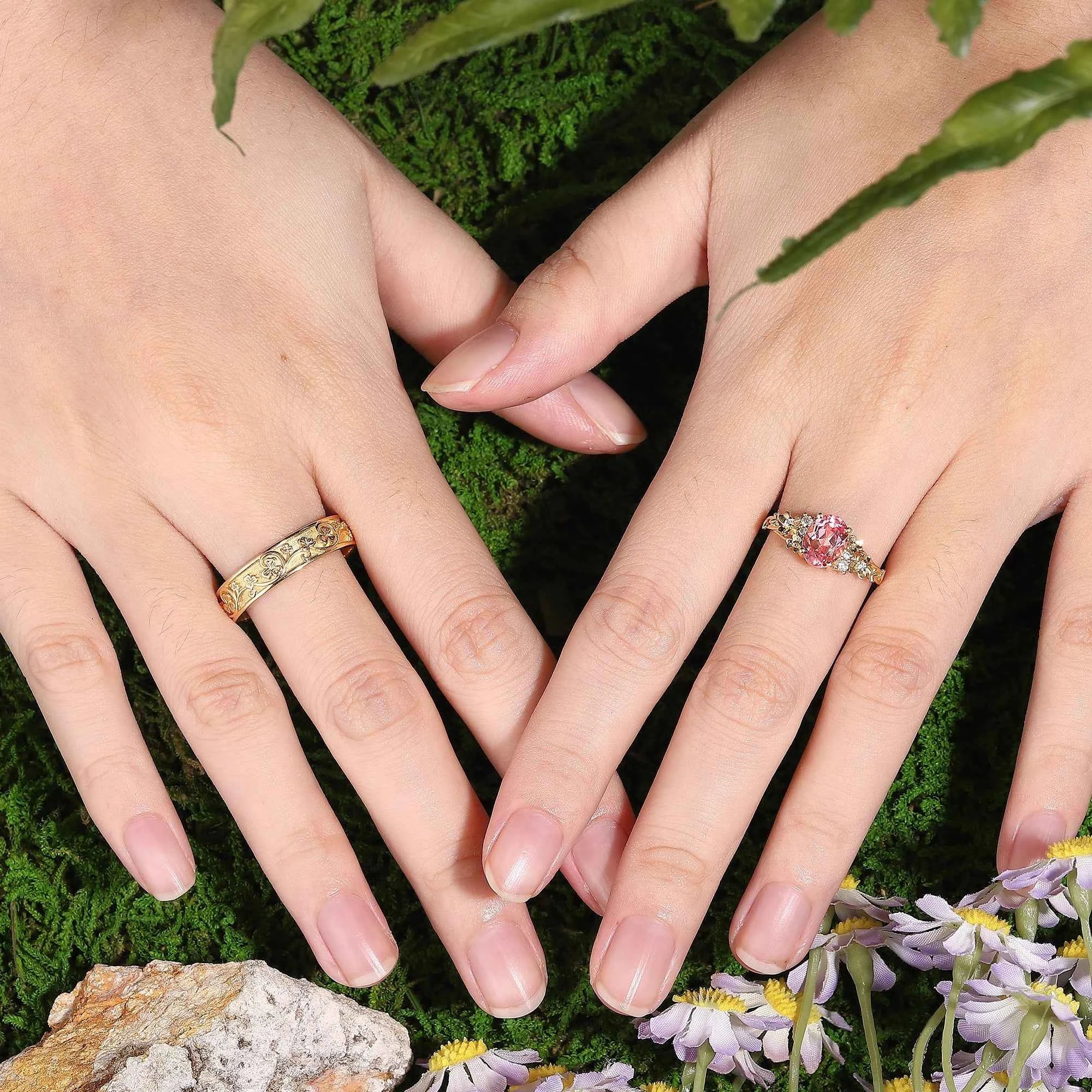 Leaf Inspired | 3pcs Papalacha Leaf Clover Design Couple Rings Set (Copy)