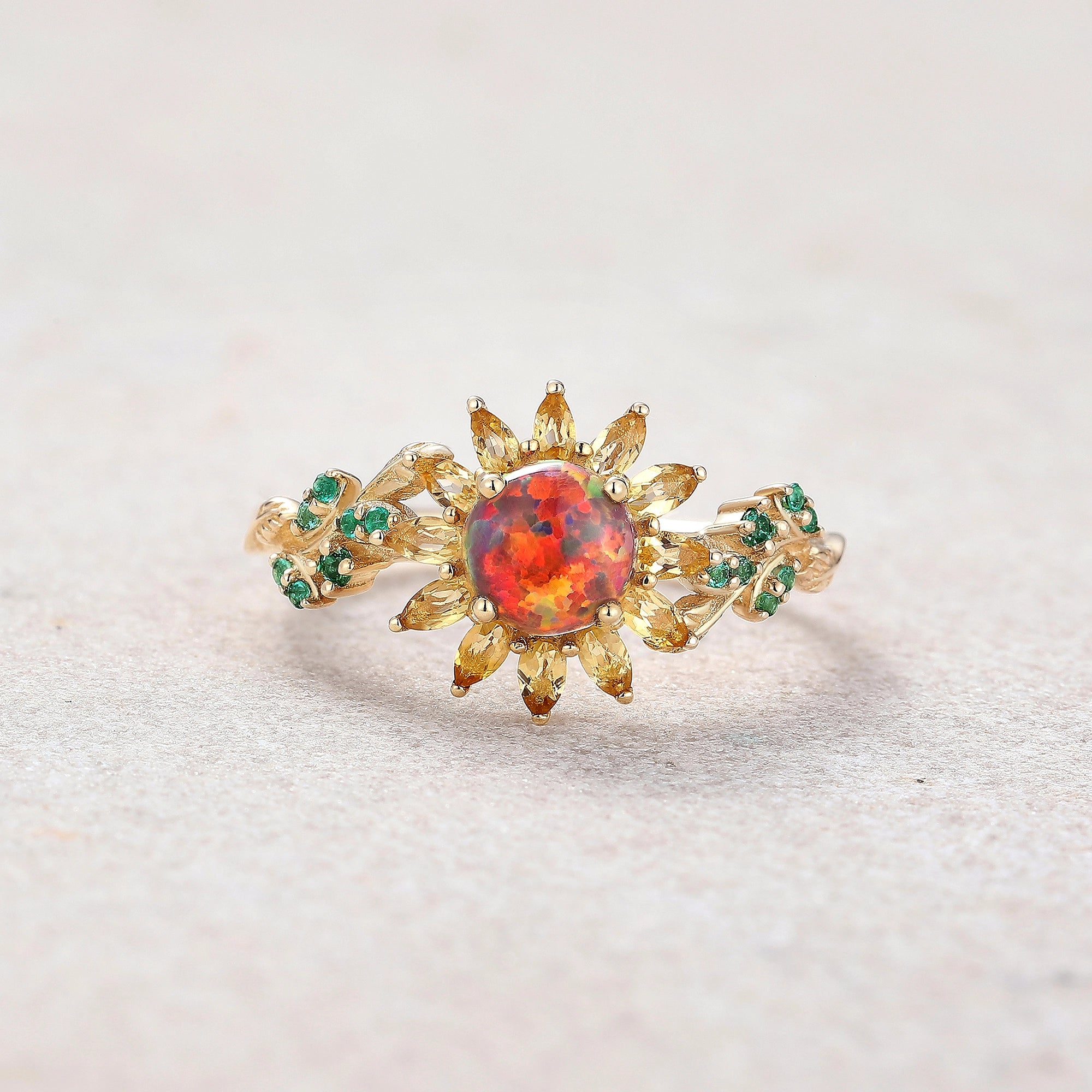 LCCjewelry | Black Opal Sunflower Engagement Ring
