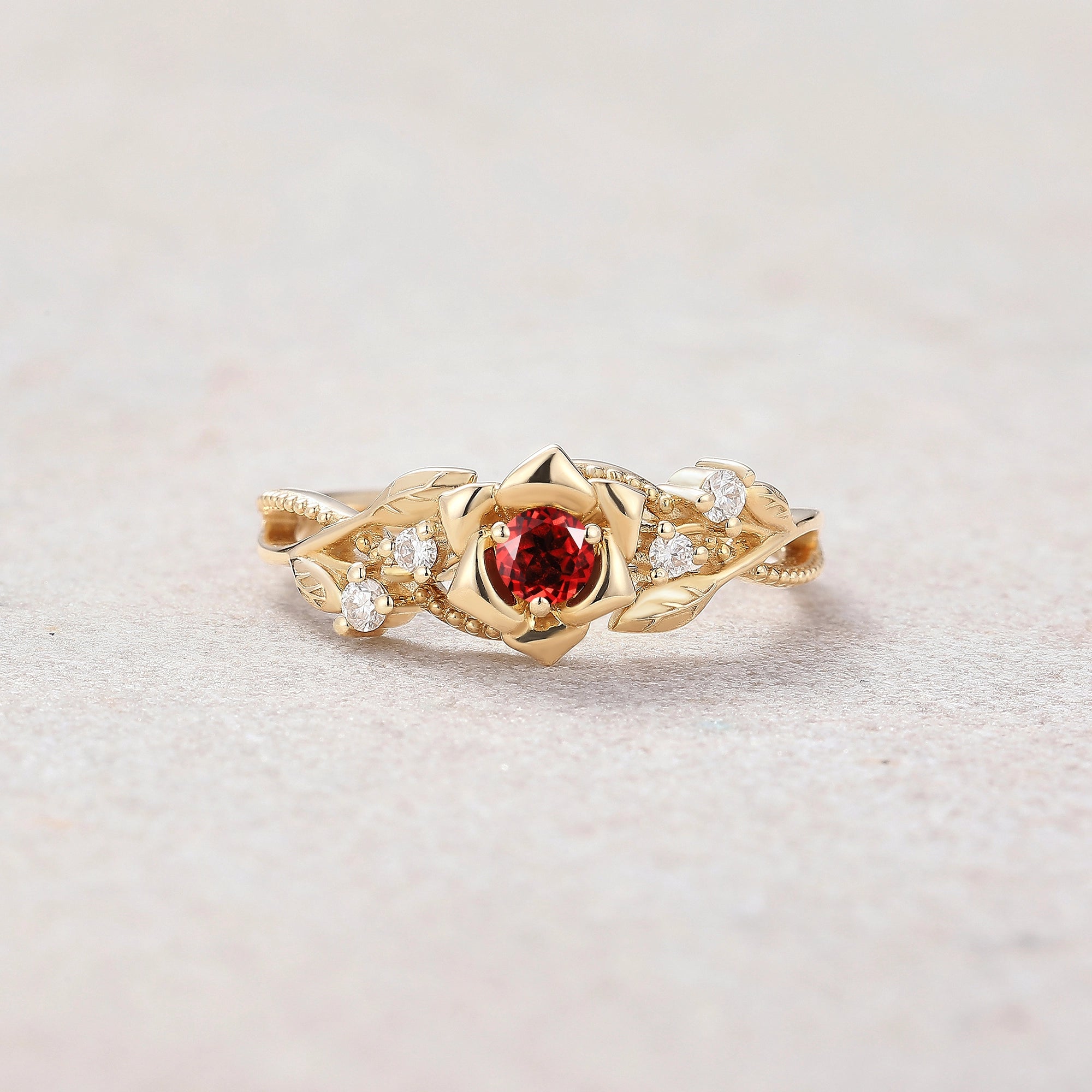 Floral Inspired | Rose Design Ruby Engagement Ring